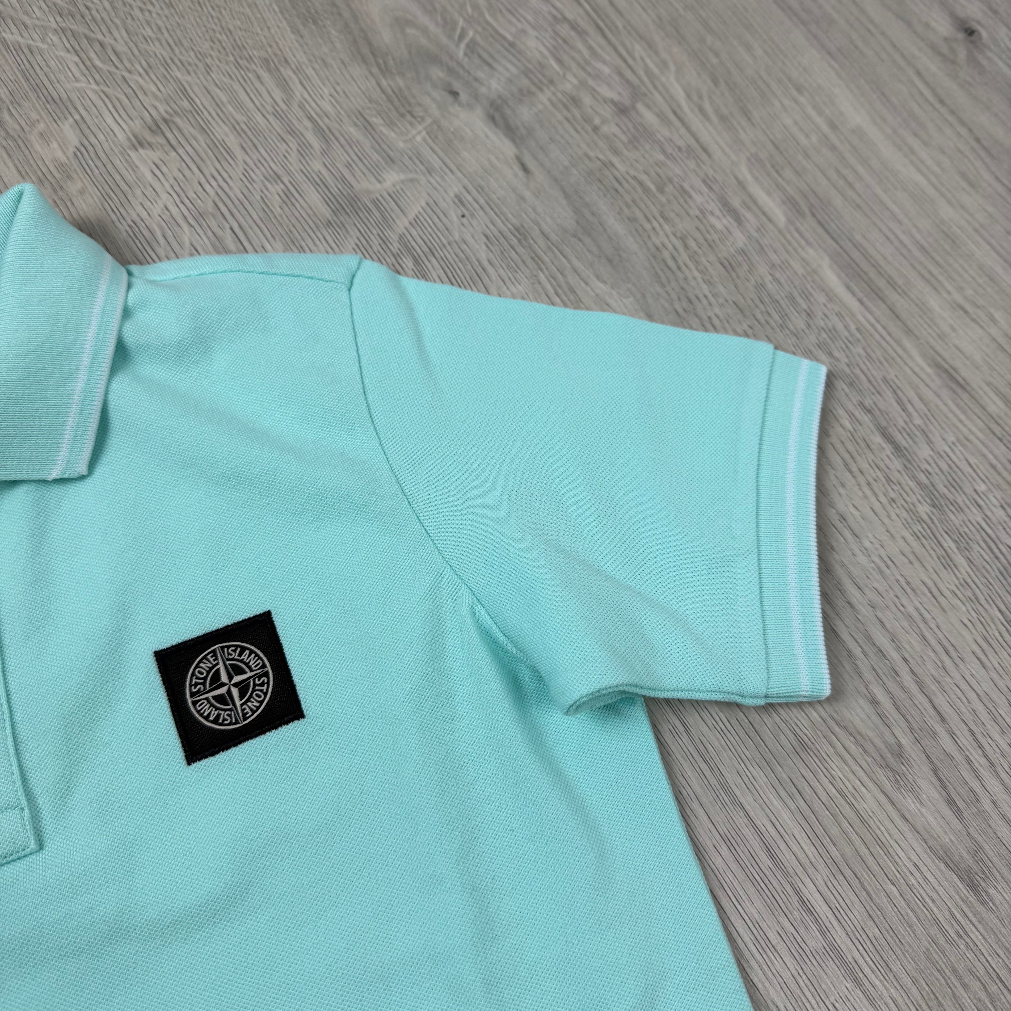 Stone Island Junior Patch Polo Shirt - Aqua