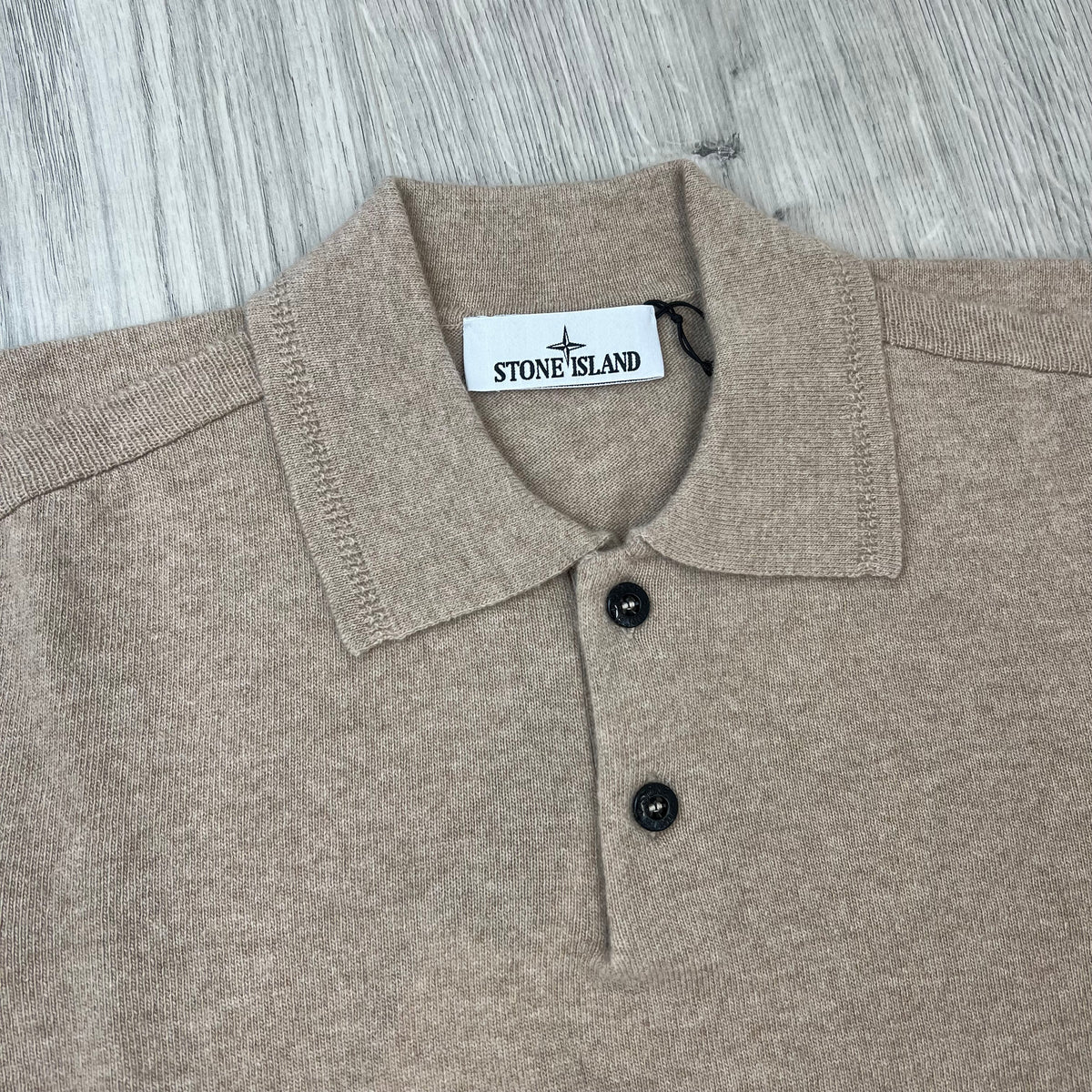 Stone Island Knit Polo Shirt - Biscuit Melange