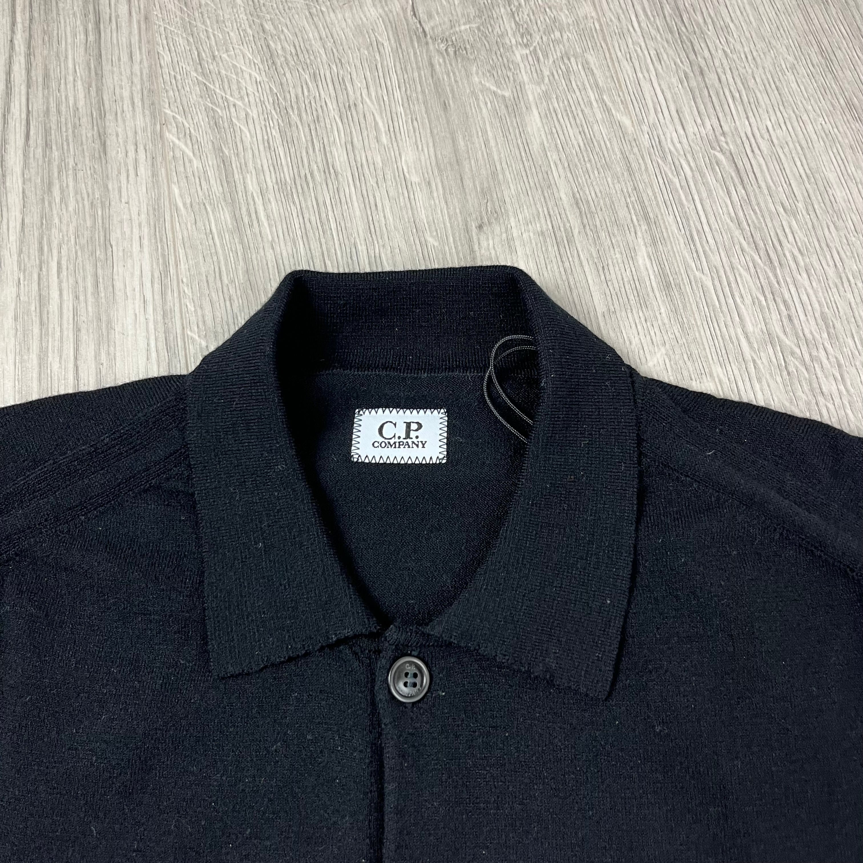 CP Company Wool Knit Polo - Black