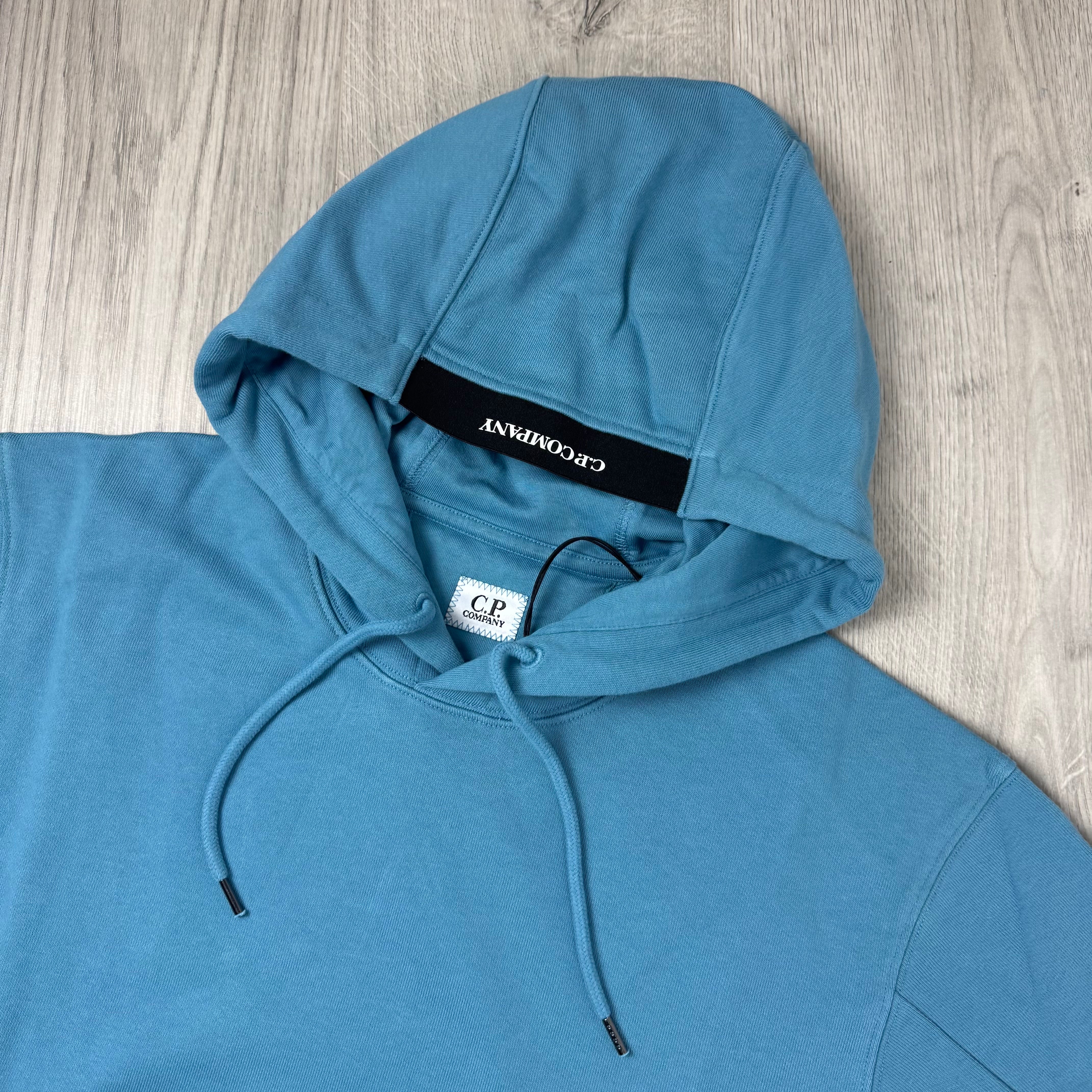 CP Company Raised Fleece Hoodie - Aegean Blue