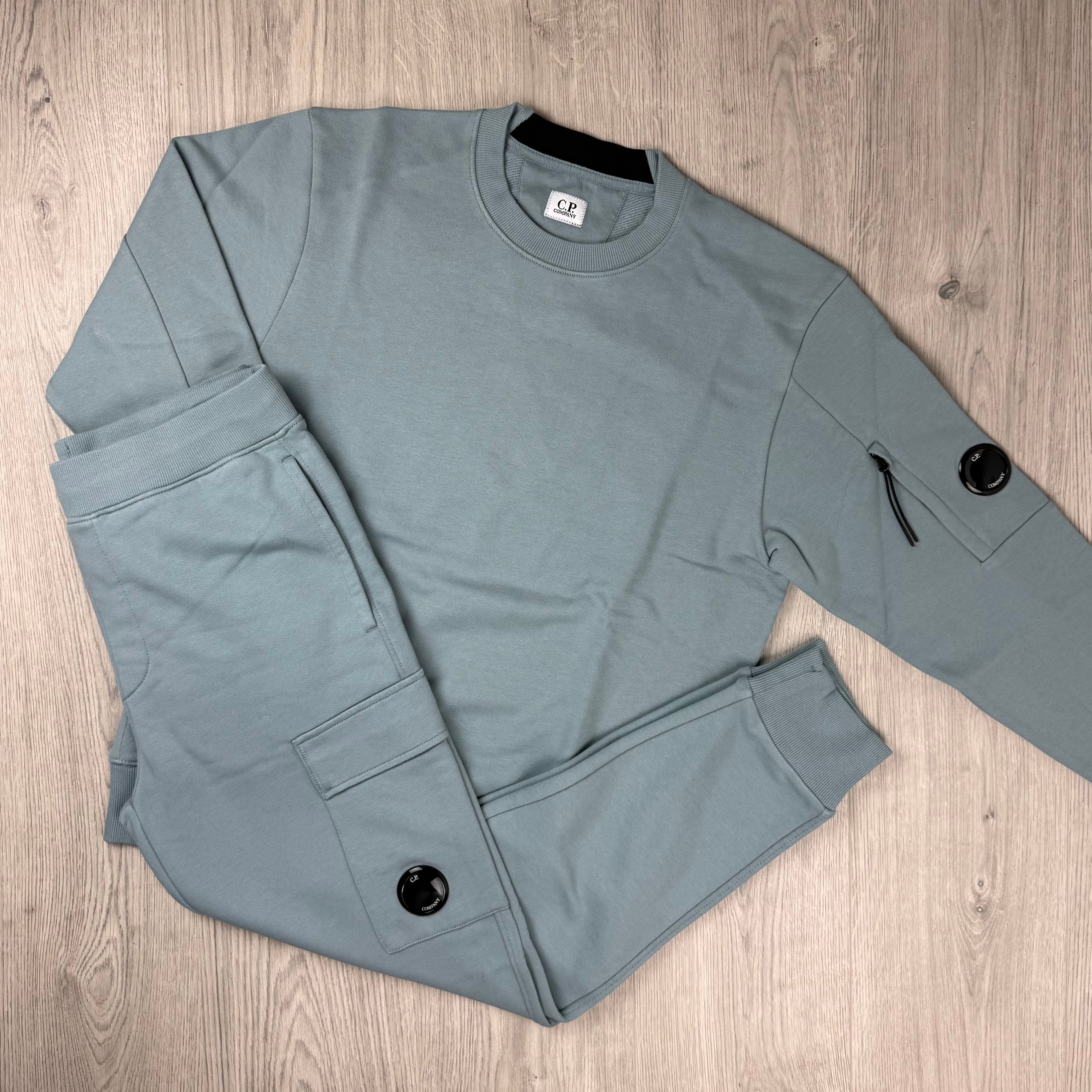 CP Company Raised Fleece Tracksuit - Silver Blue