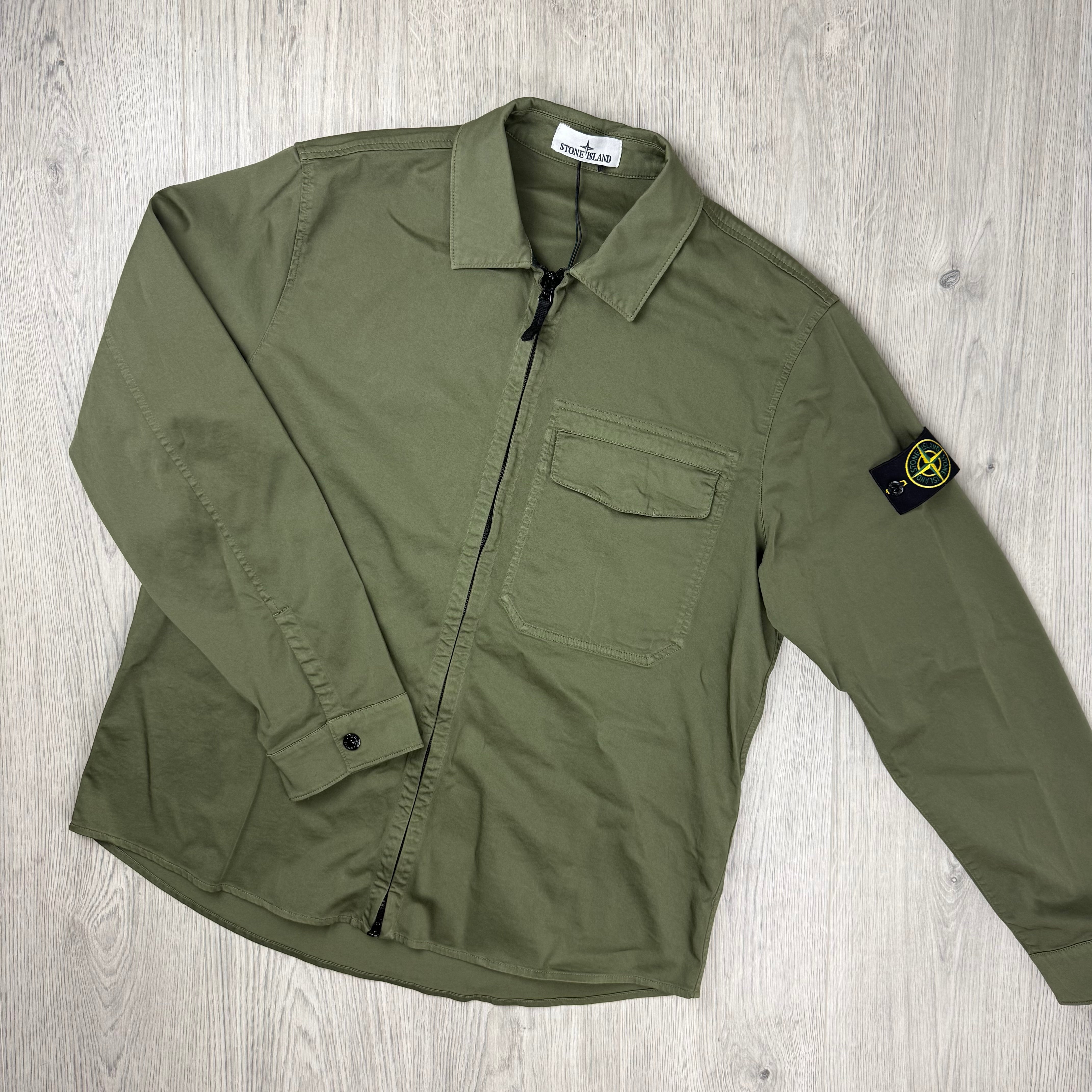 Stone Island Zip Overshirt - Military Green