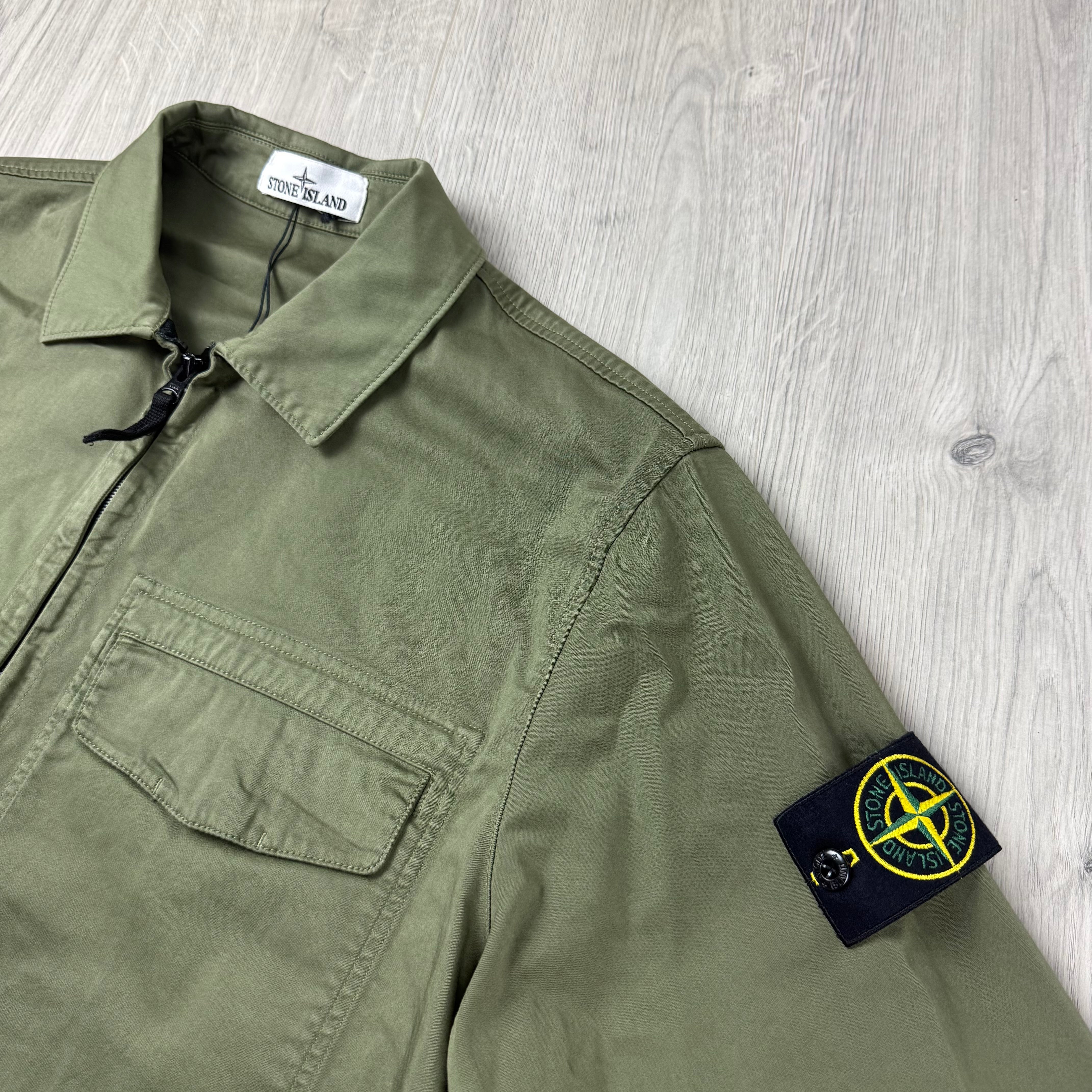 Stone Island Zip Overshirt - Military Green