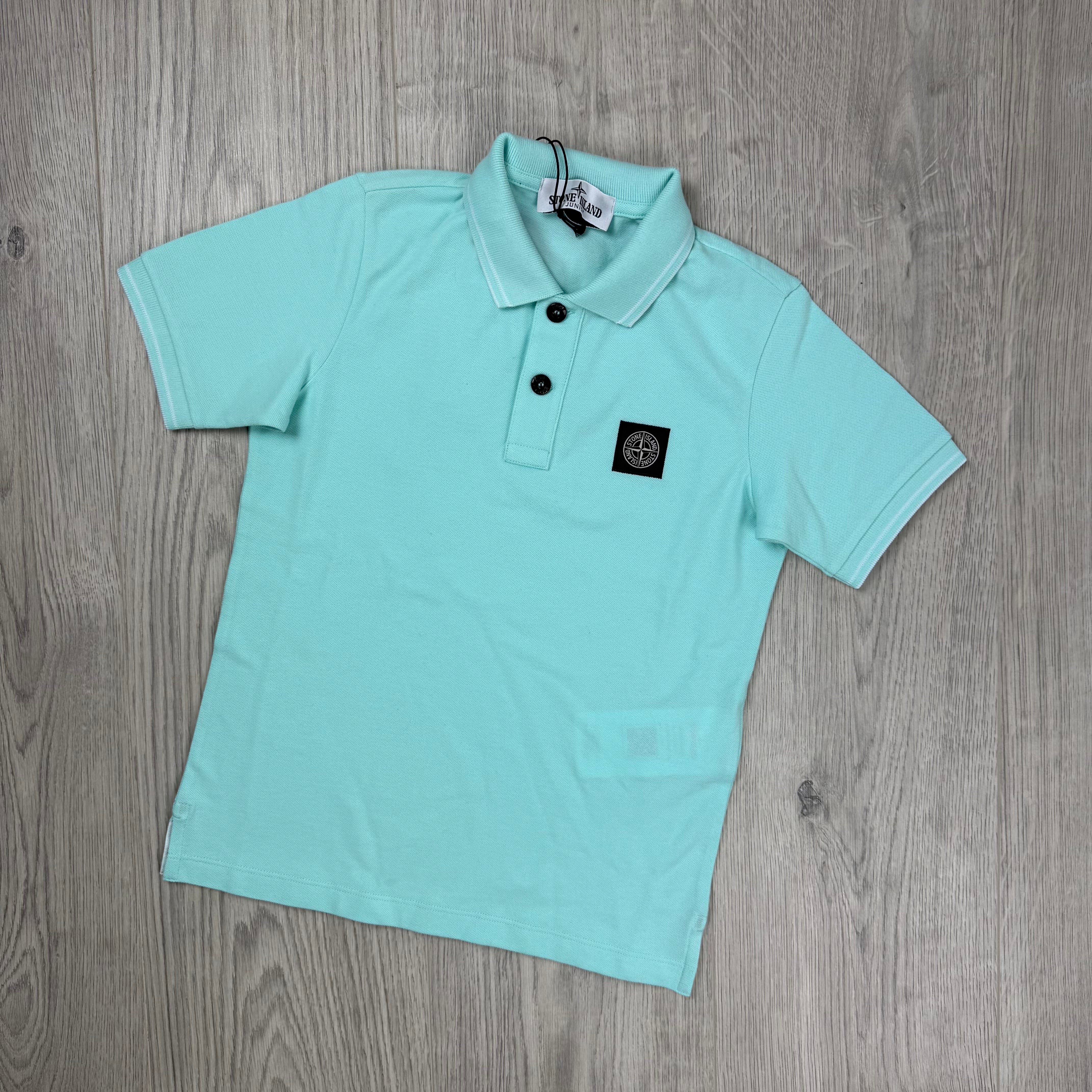 Stone Island Junior Patch Polo Shirt - Aqua