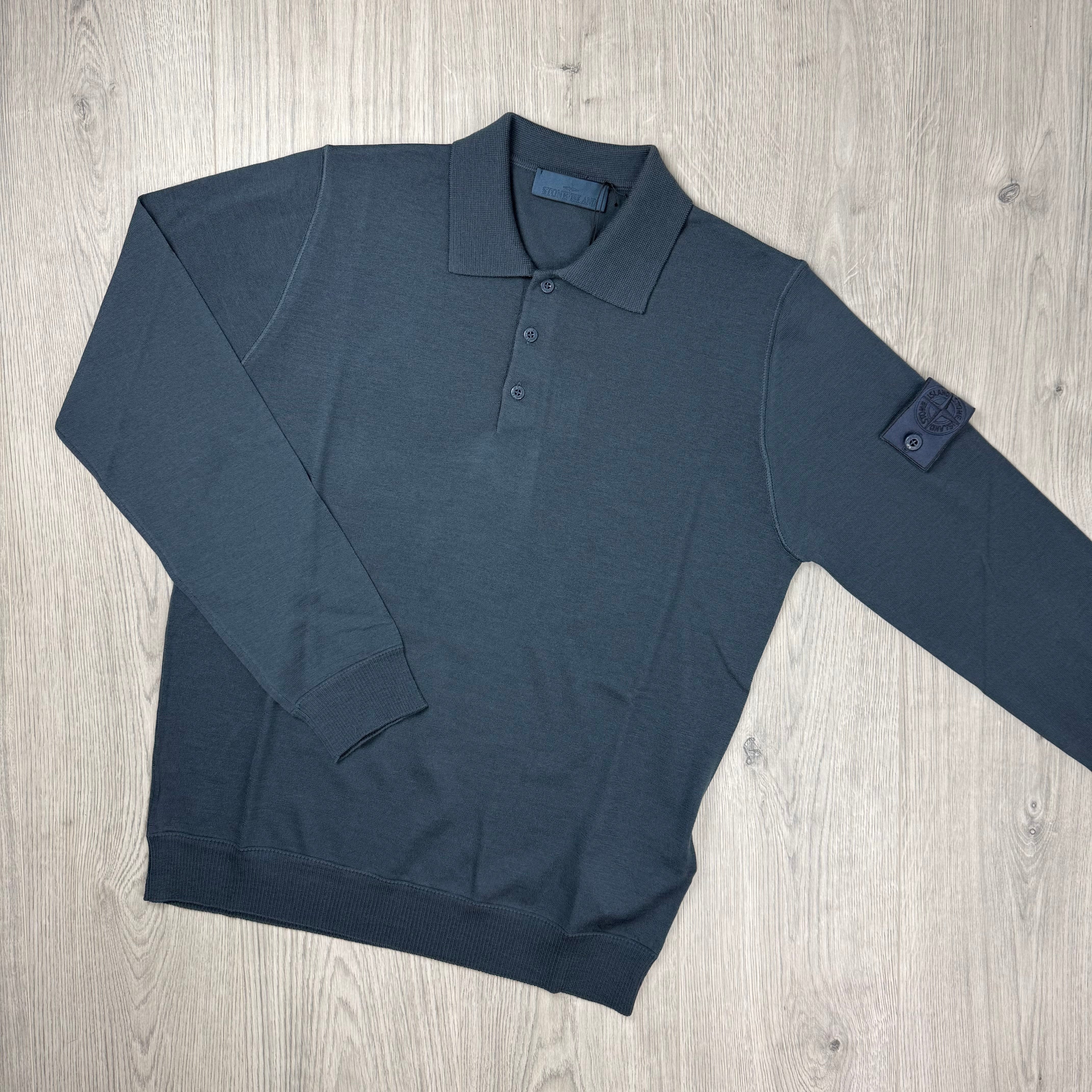 Stone Island Ghost Knit Polo Shirt - Slate Blue