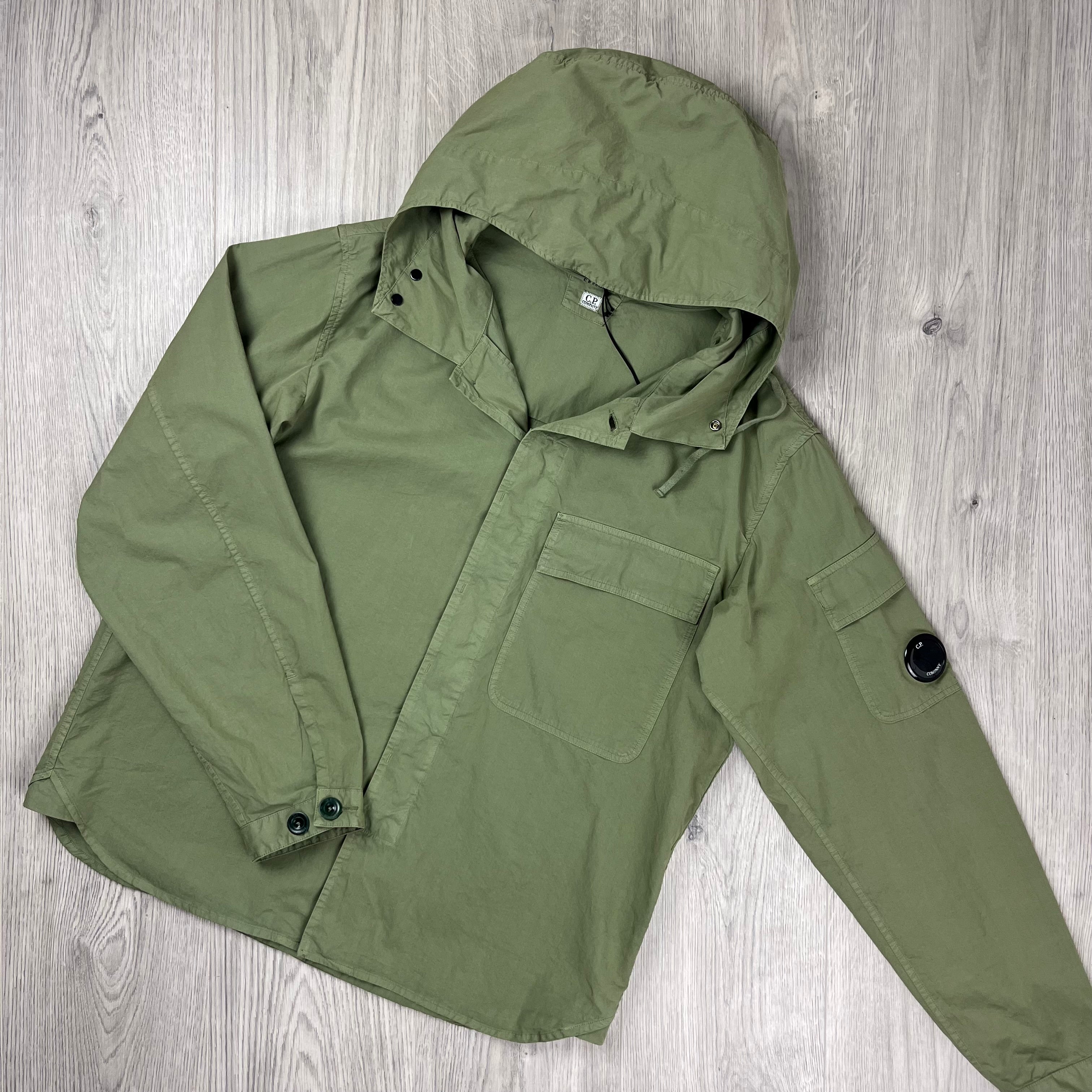 CP Company Hooded Overshirt - Green Banana