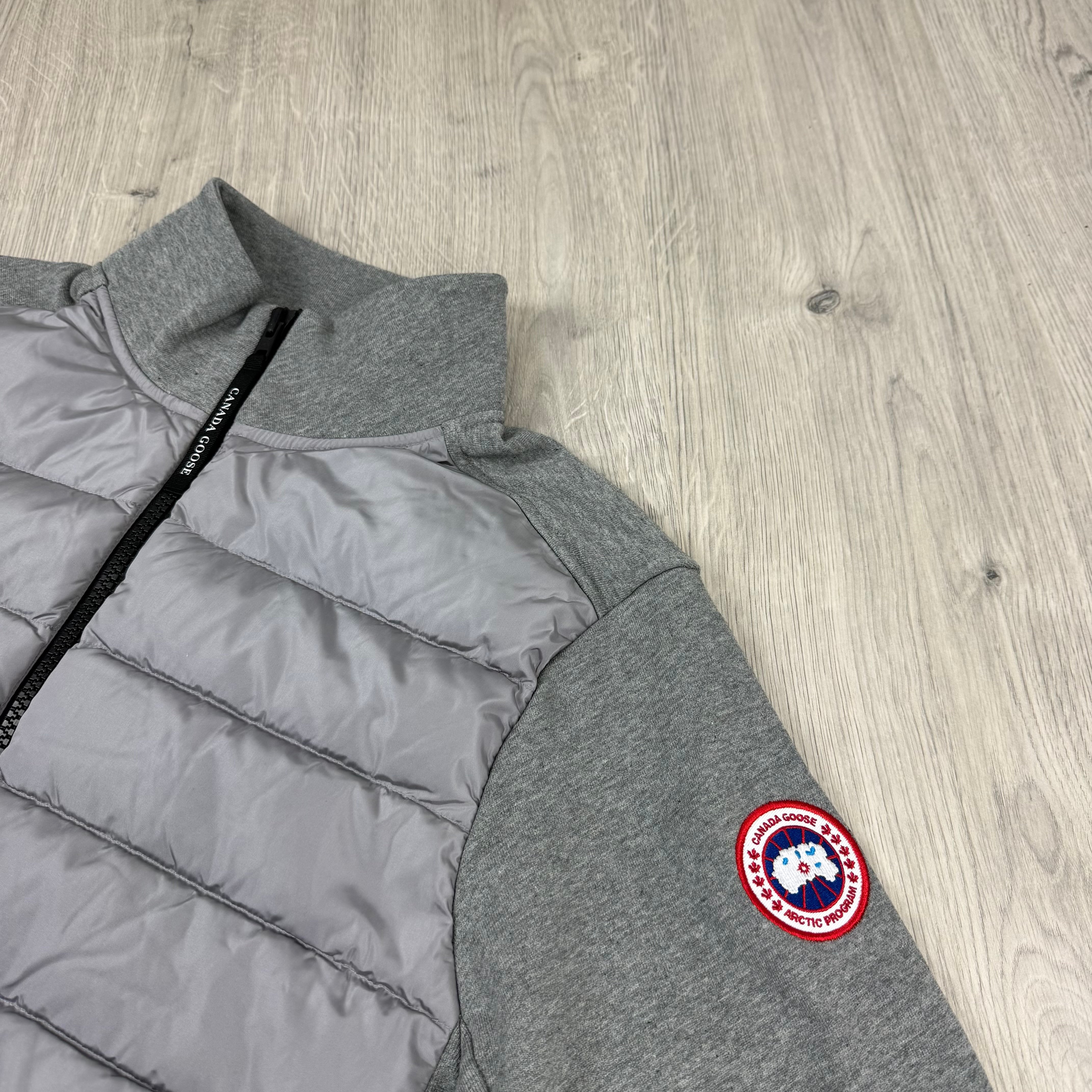 Men's Canada Goose HyBridge Zip Up Huron Jacket in Stone Heather. On sale at Open Attire.