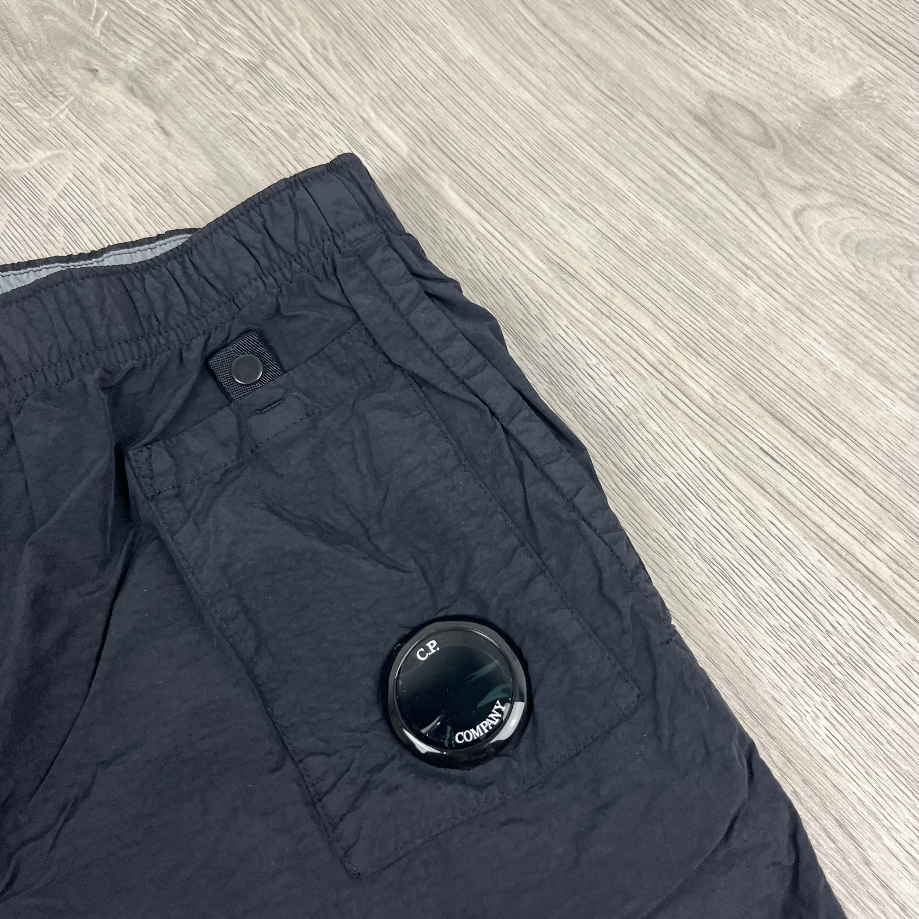 Men's CP Company Flatt Nylon Swim Shorts in Black. On sale at Open Attire.