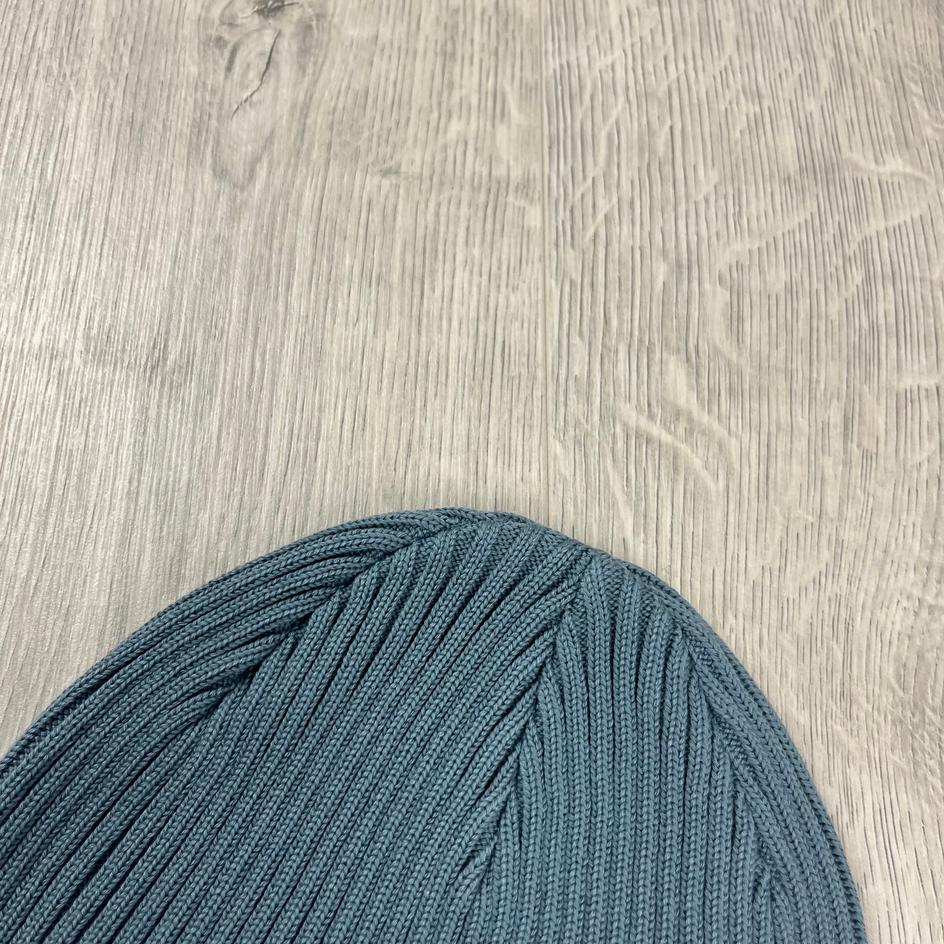 CP Company Cotton Goggle Beanie in Stormy Weather. On sale at Open Attire.