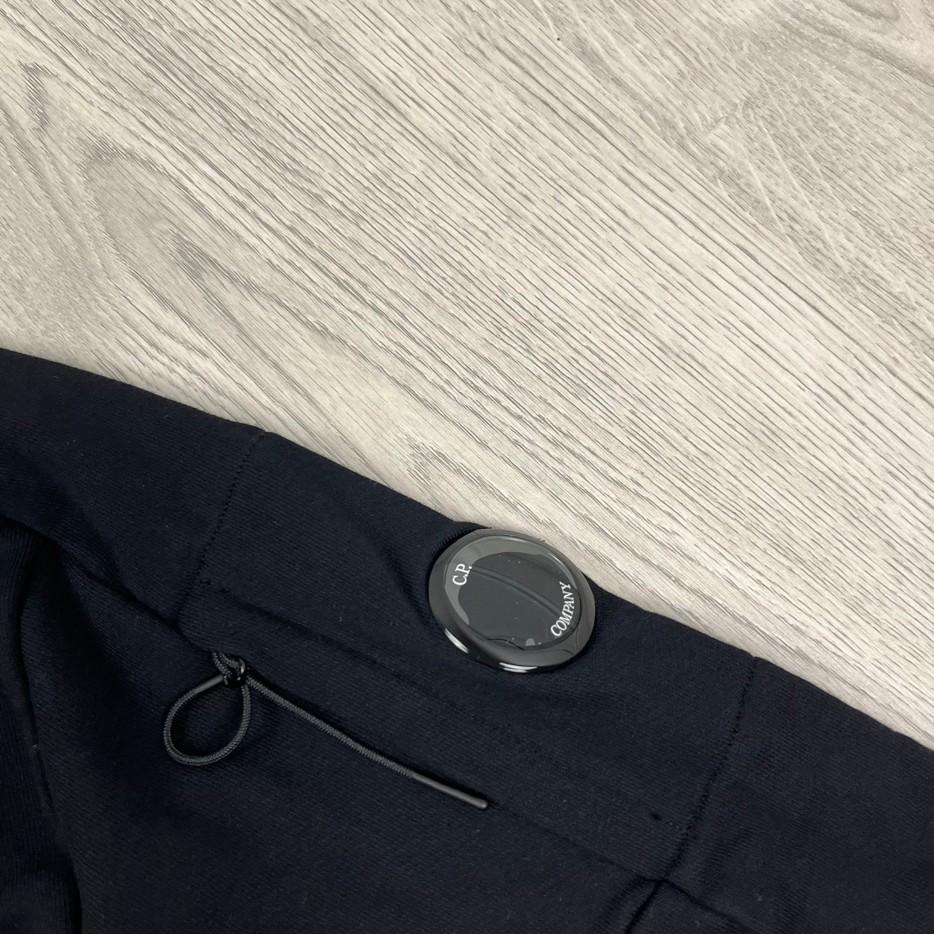 CP Company Diagonal Raised Fleece Zip Hoodie in Black. On Sale at Open Attire.