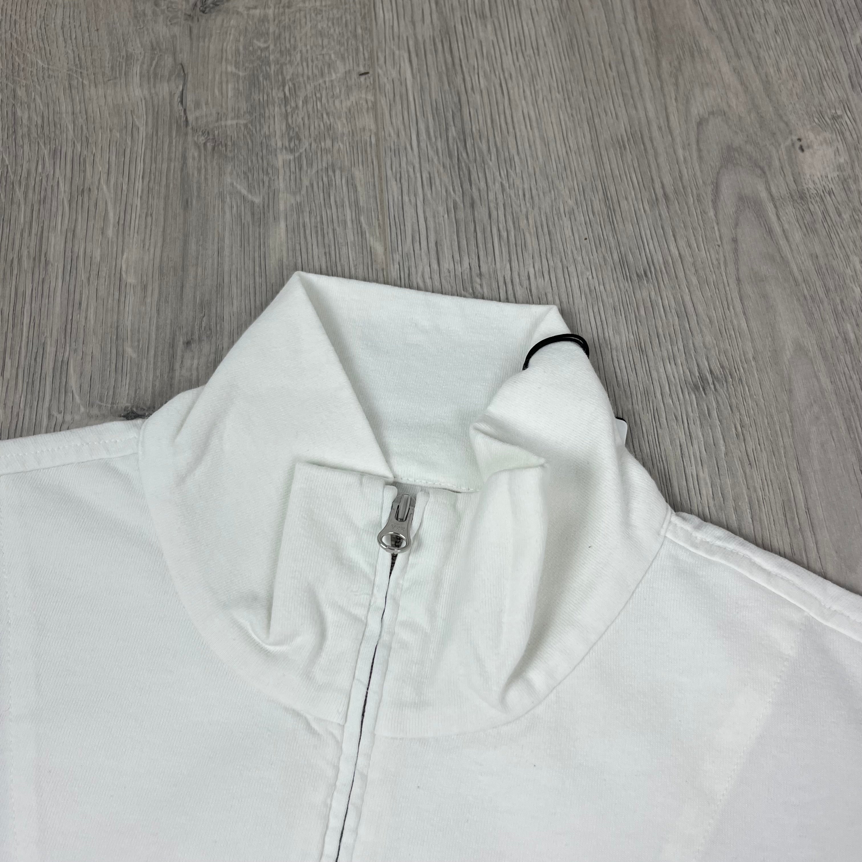 CP Company 1020 Zip Polo Shirt in Gauze White. On sale at Open Attire.