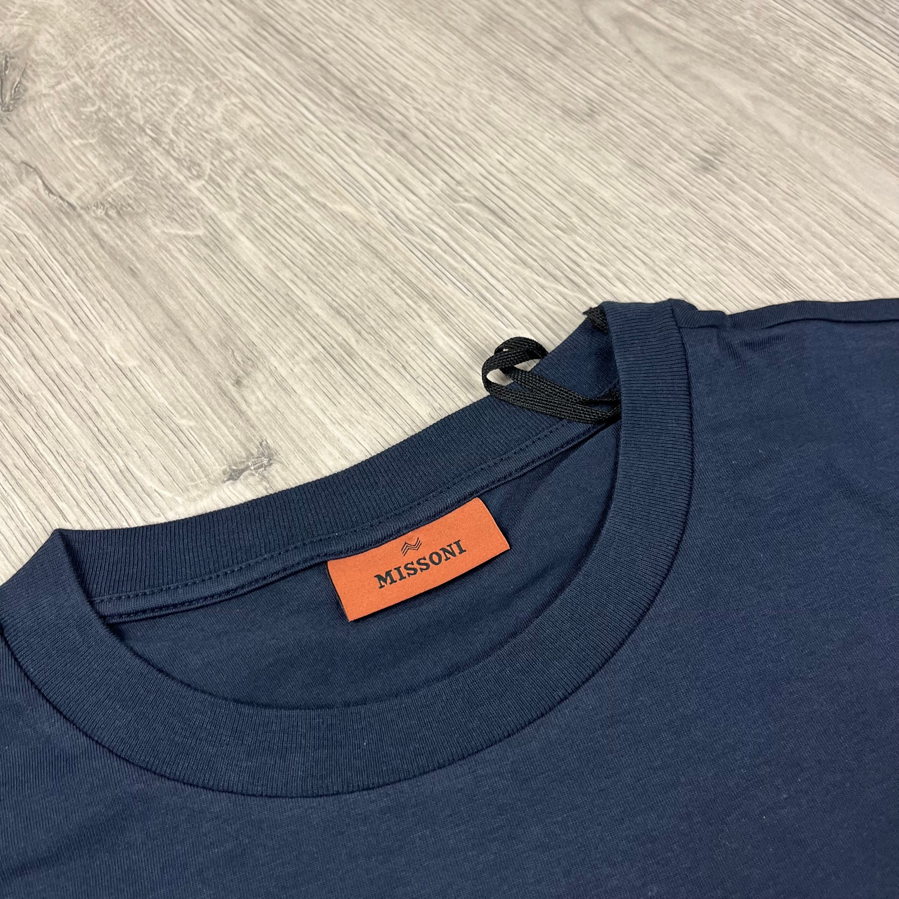 Missoni Embellished Logo T-Shirt in Navy. On sale at Open Attire.