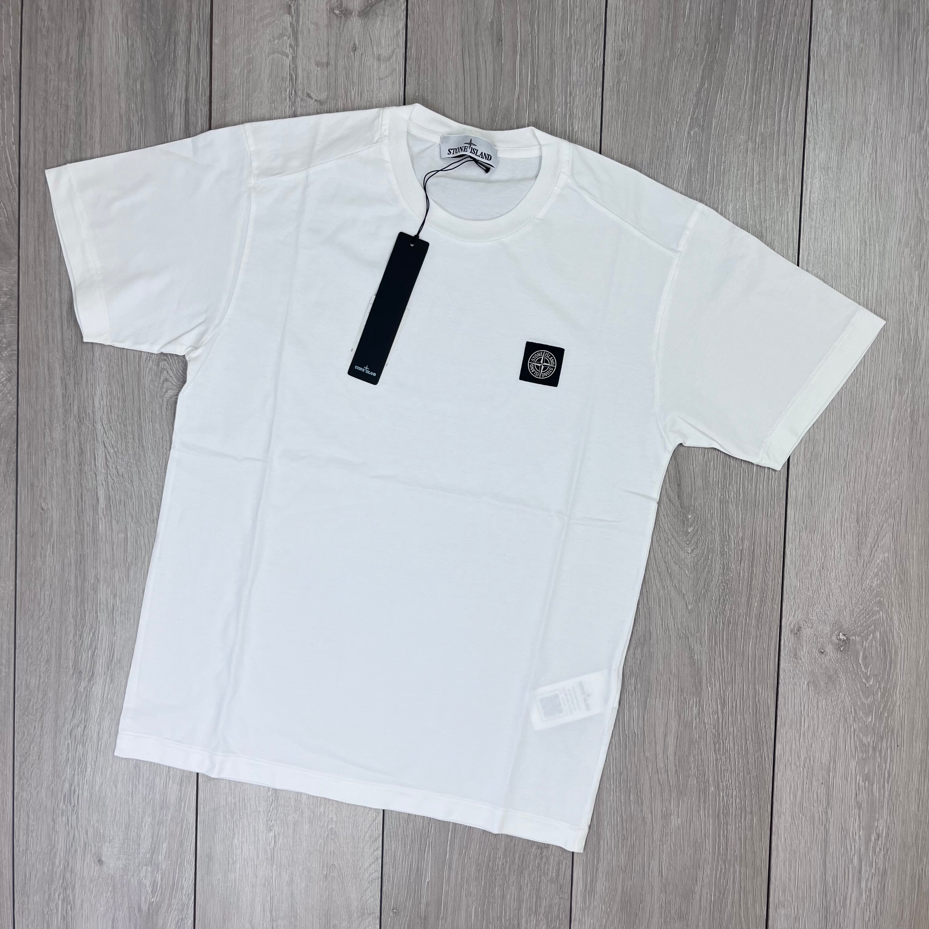 Stone Island 60/2 Patch Logo T-Shirt in White. On sale at Open Attire.