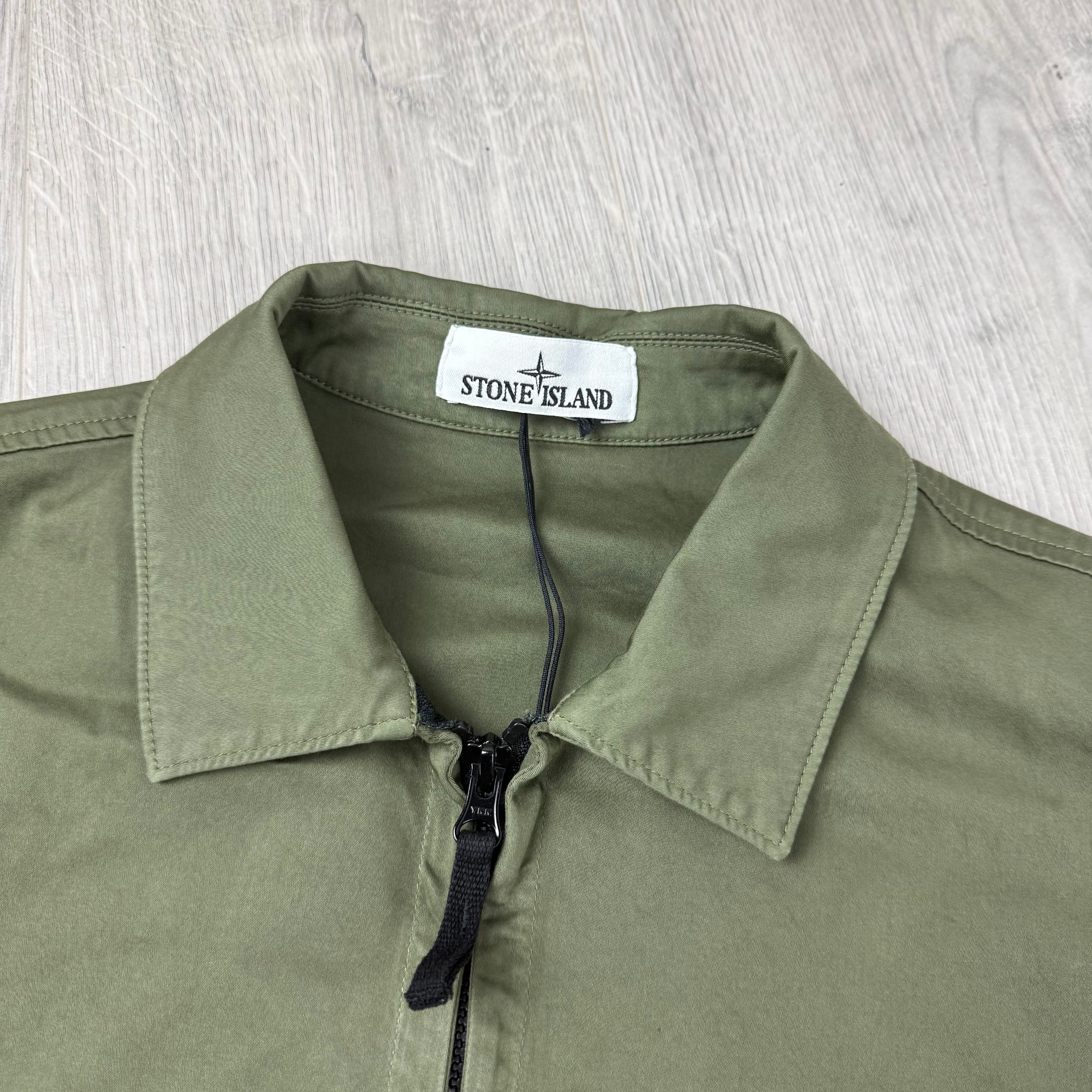Stone Island Zip Overshirt - Military Green