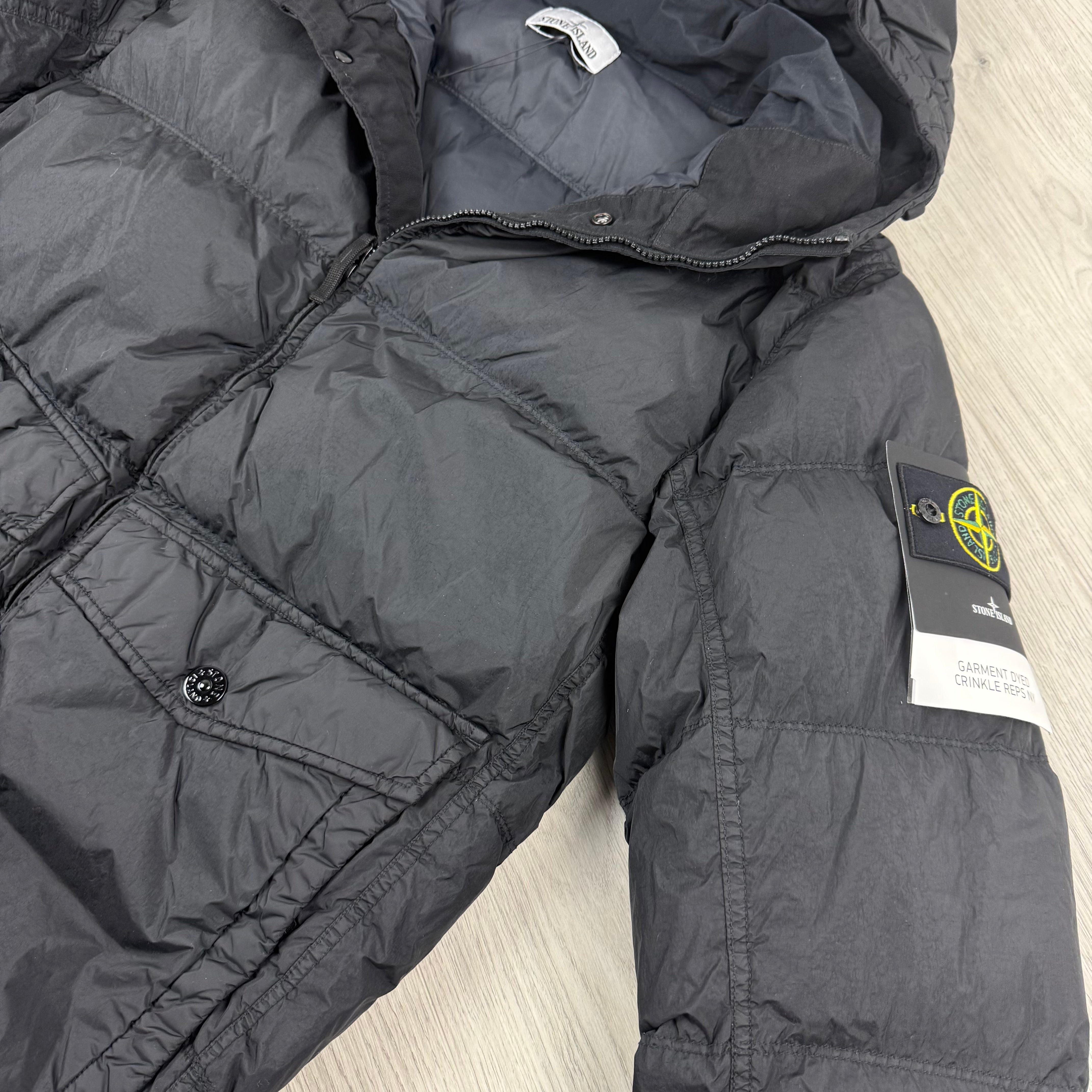 Stone Island Crinkle Reps Down Jacket - Black