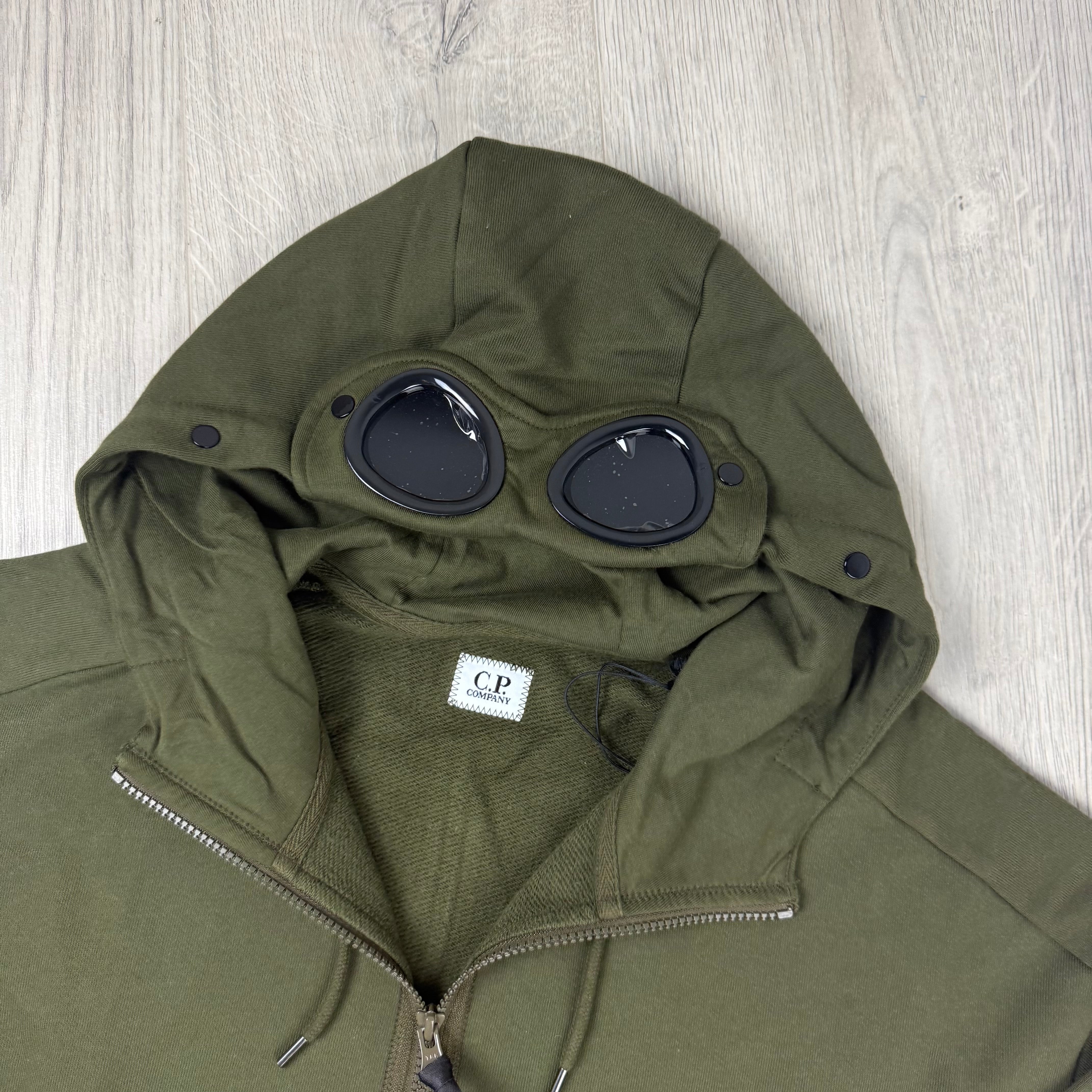 CP Company Raised Fleece Goggle Hoodie - Ivy Green