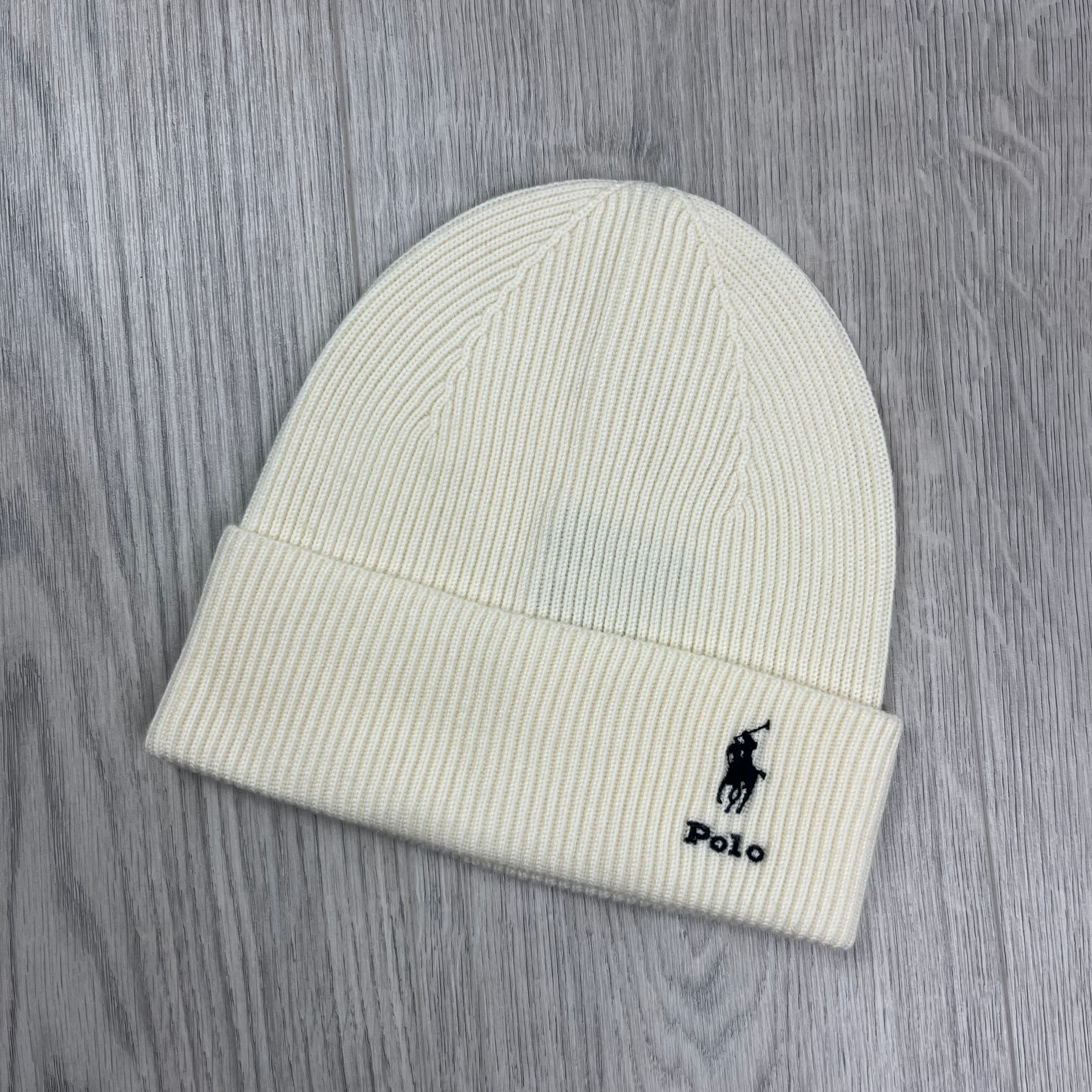 Polo Ralph Lauren Beanie in Cream. On sale at Open Attire.