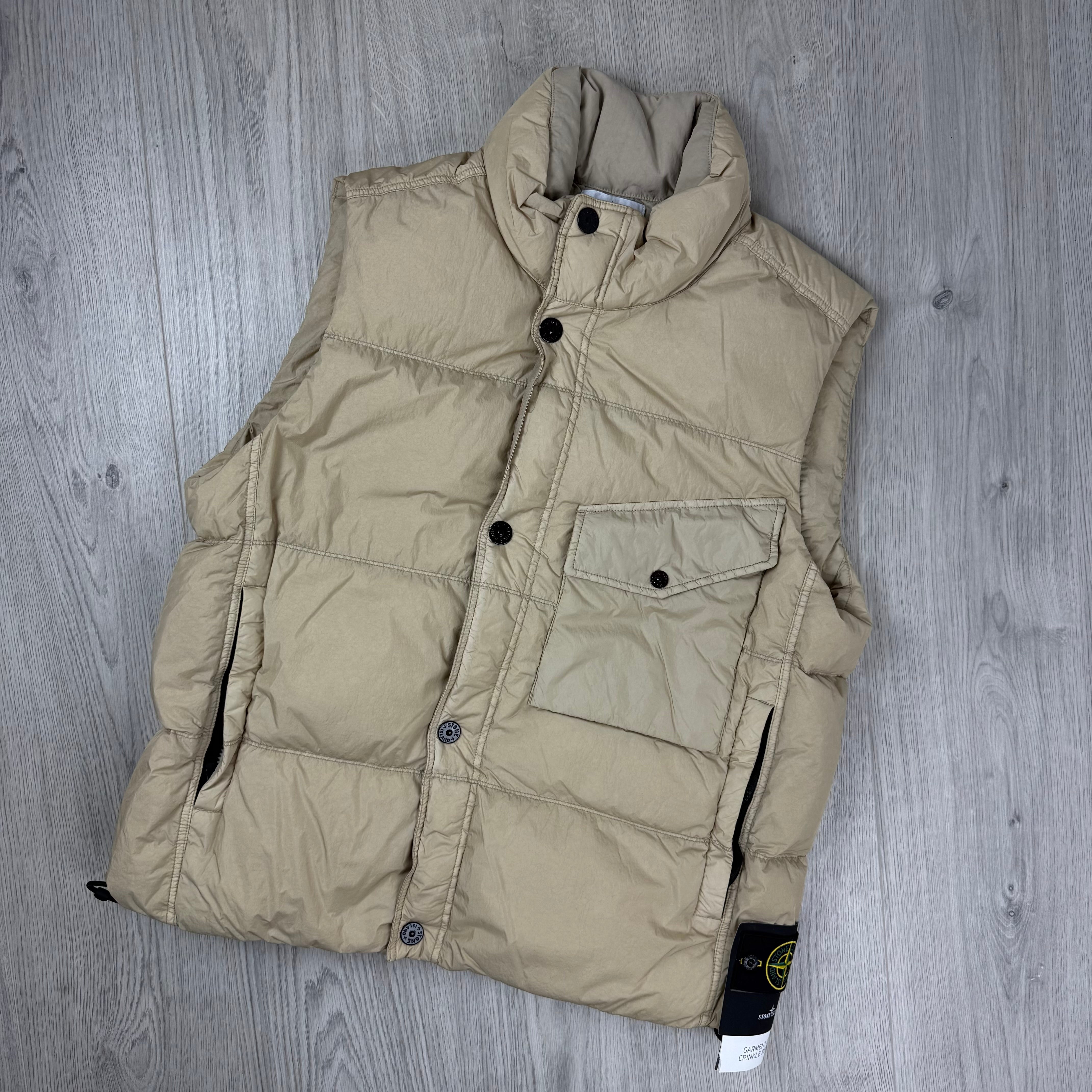 Stone Island Crinkle Reps Down Gilet - Desert