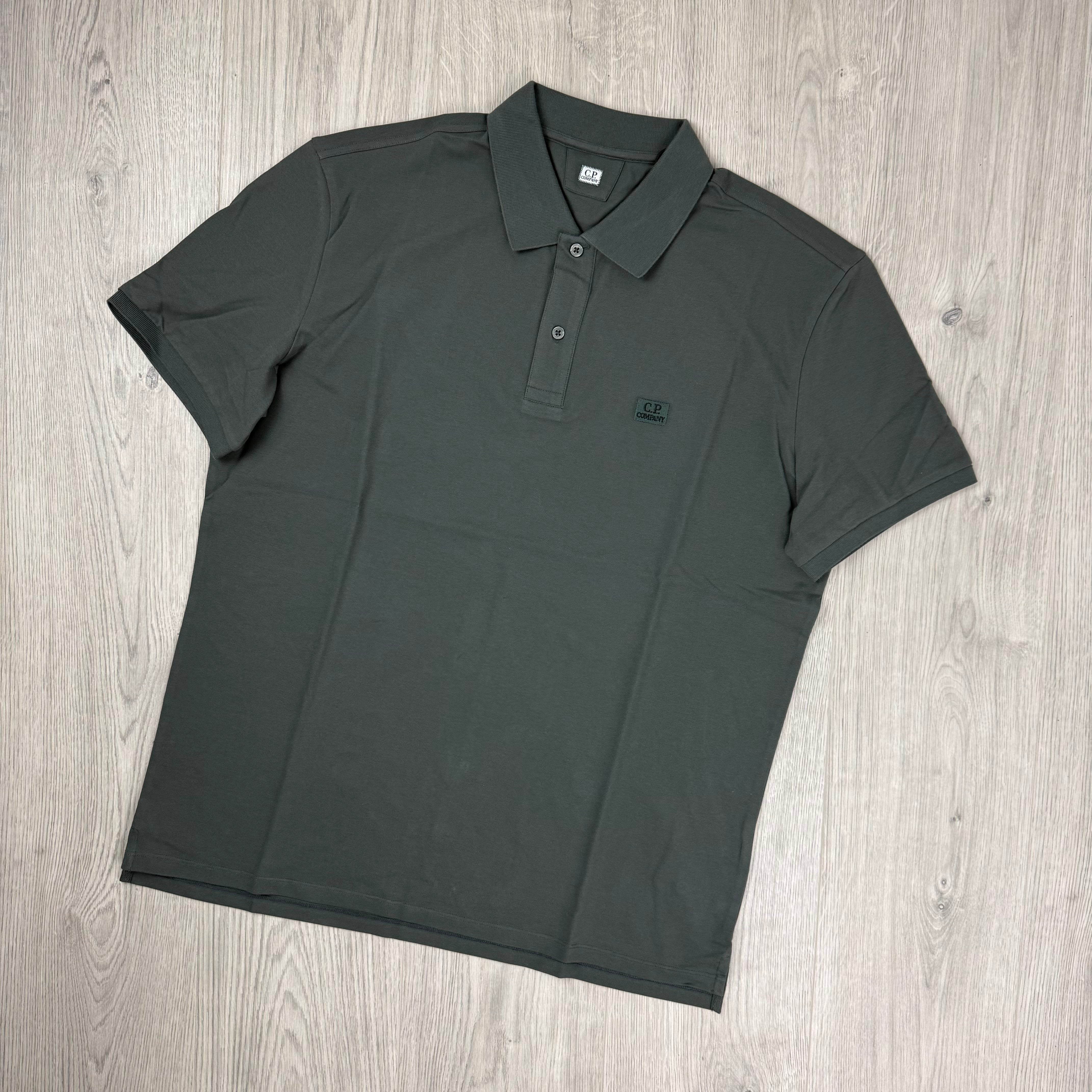 CP Company Piquet Polo Shirt - Gunmetal