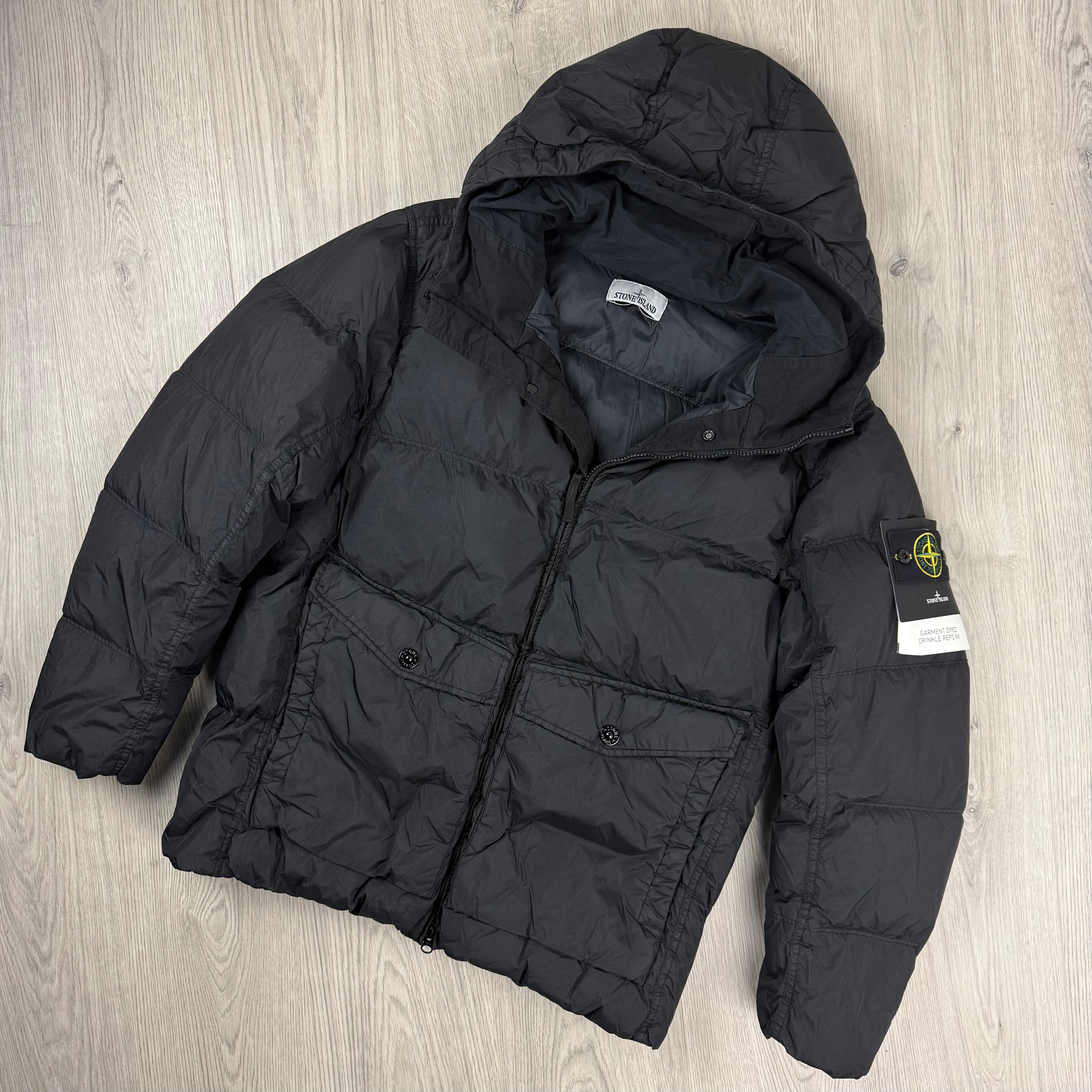 Stone Island Crinkle Reps Down Jacket - Black