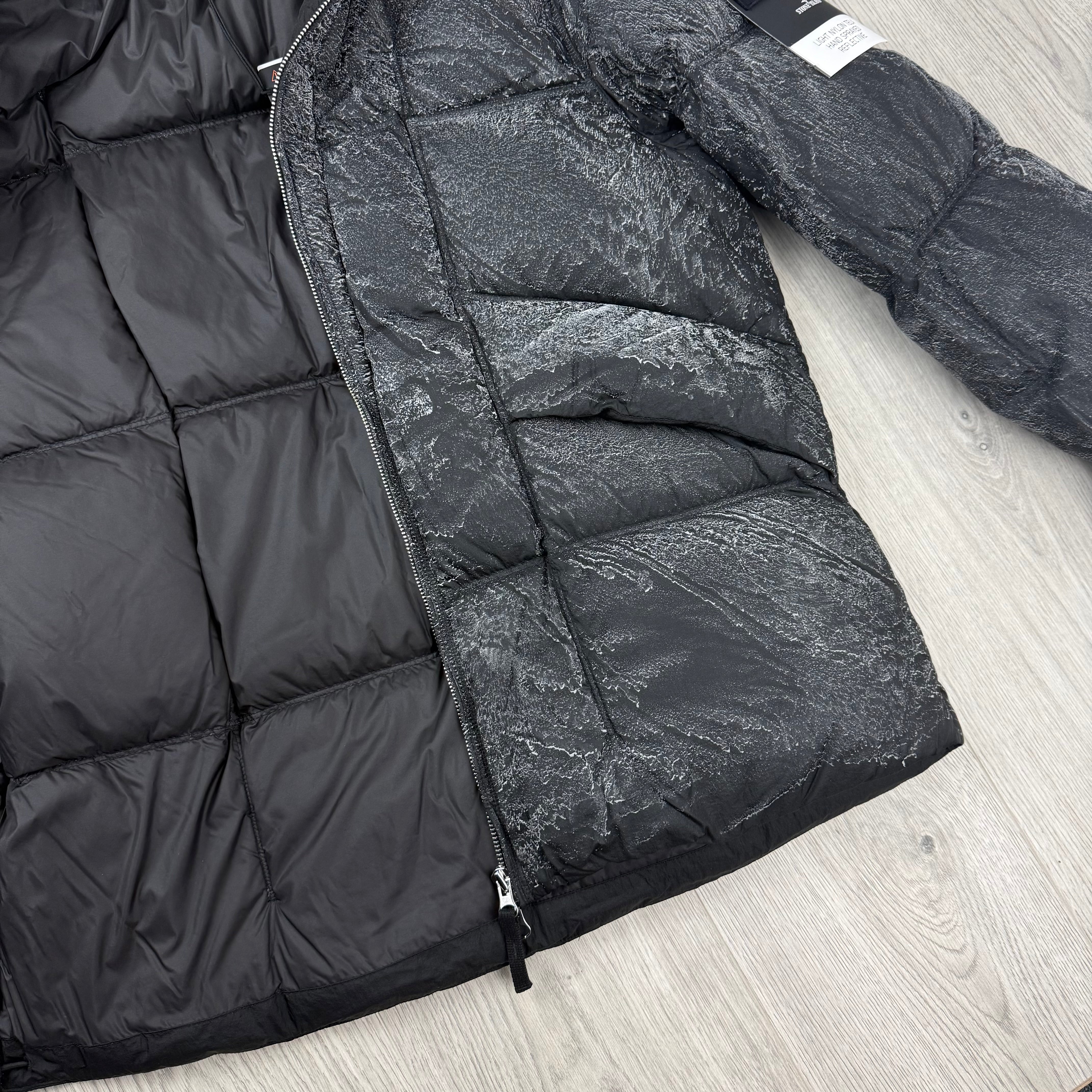 Stone Island Tela Hand Sprayed Reflective Down Jacket - Black