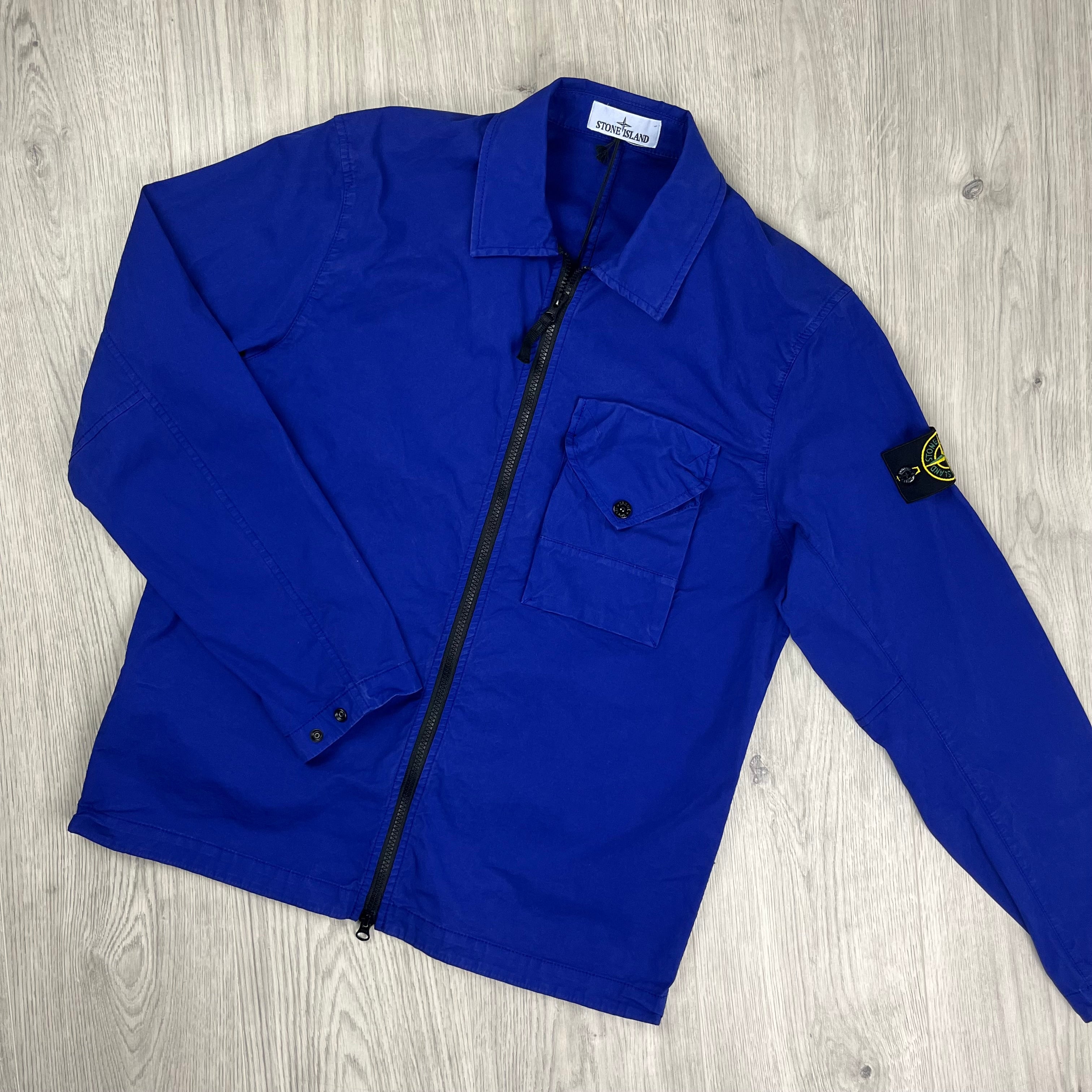 Stone Island Gabardine Overshirt in Bluette. On sale at Open Attire.