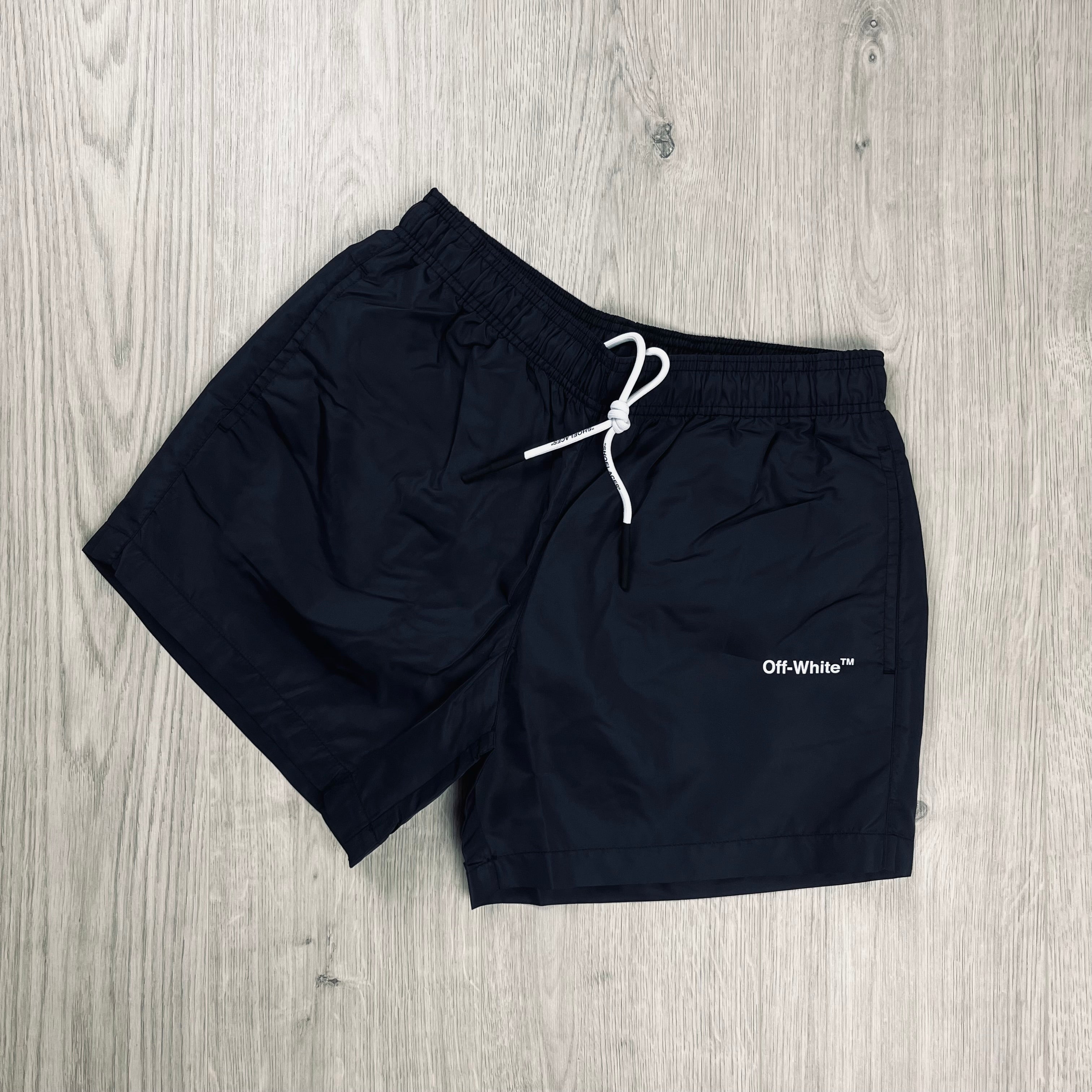 Off-White Swim Shorts in Black. On sale at Open Attire.