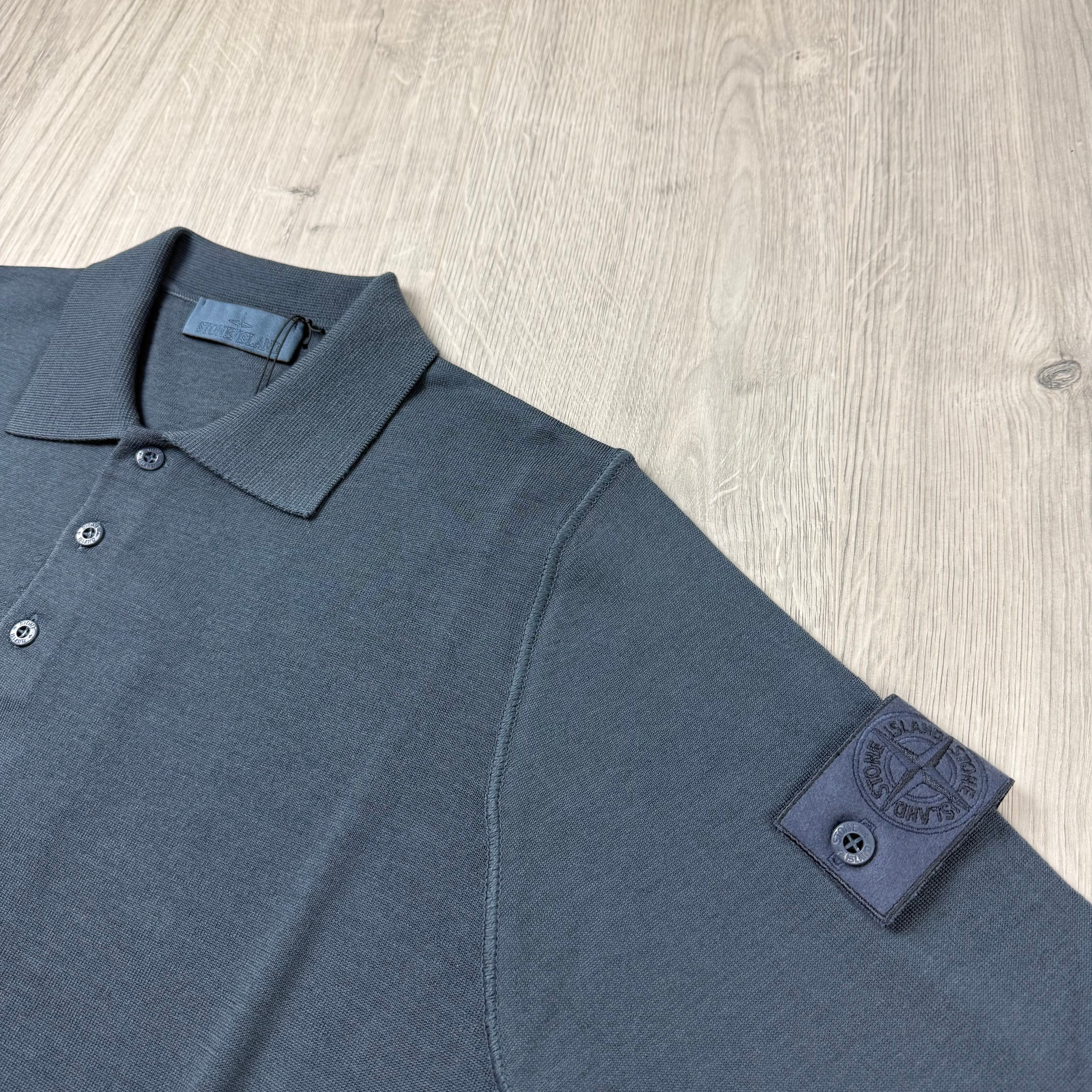 Stone Island Ghost Knit Polo Shirt - Slate Blue