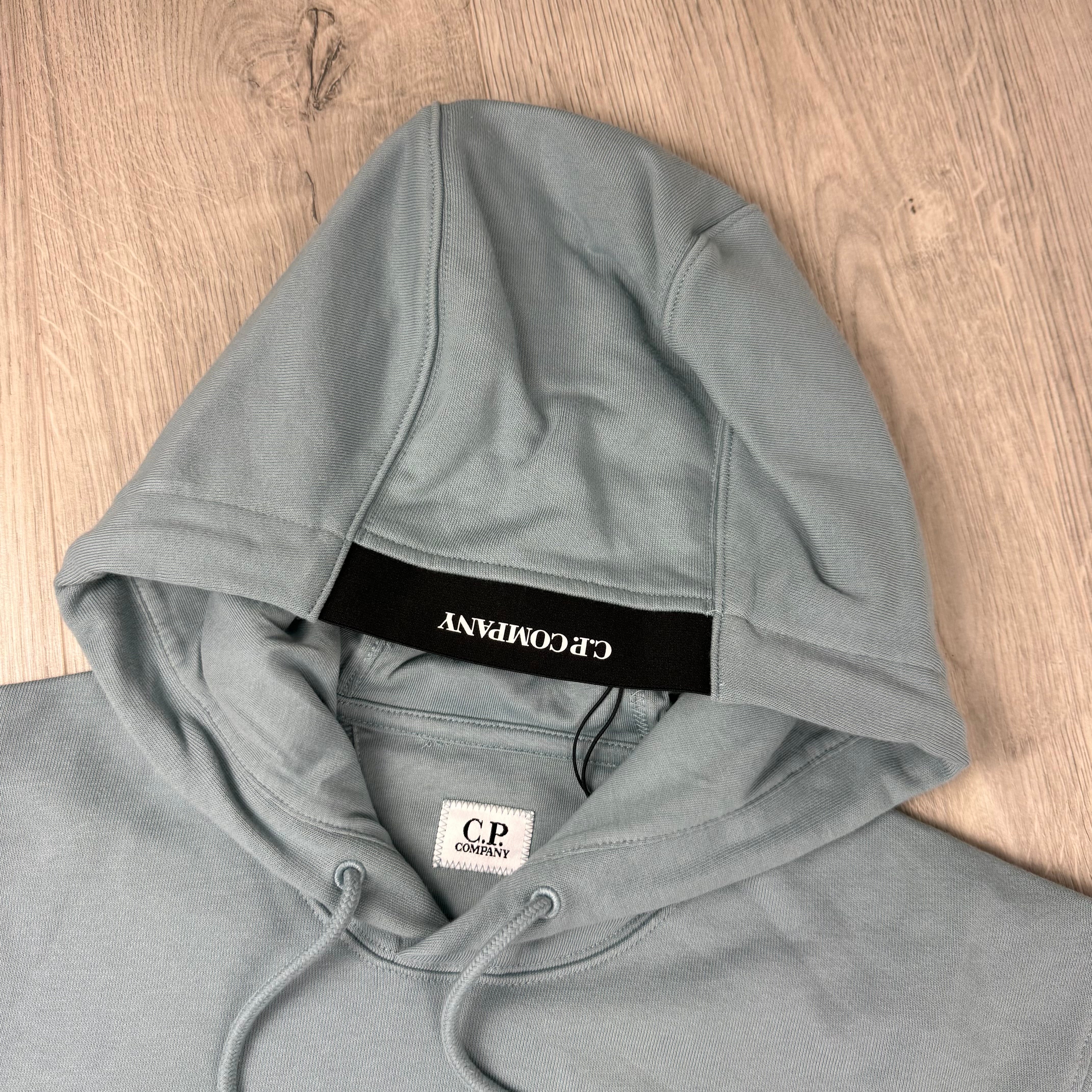 CP Company Raised Fleece Hoodie - Silver Blue