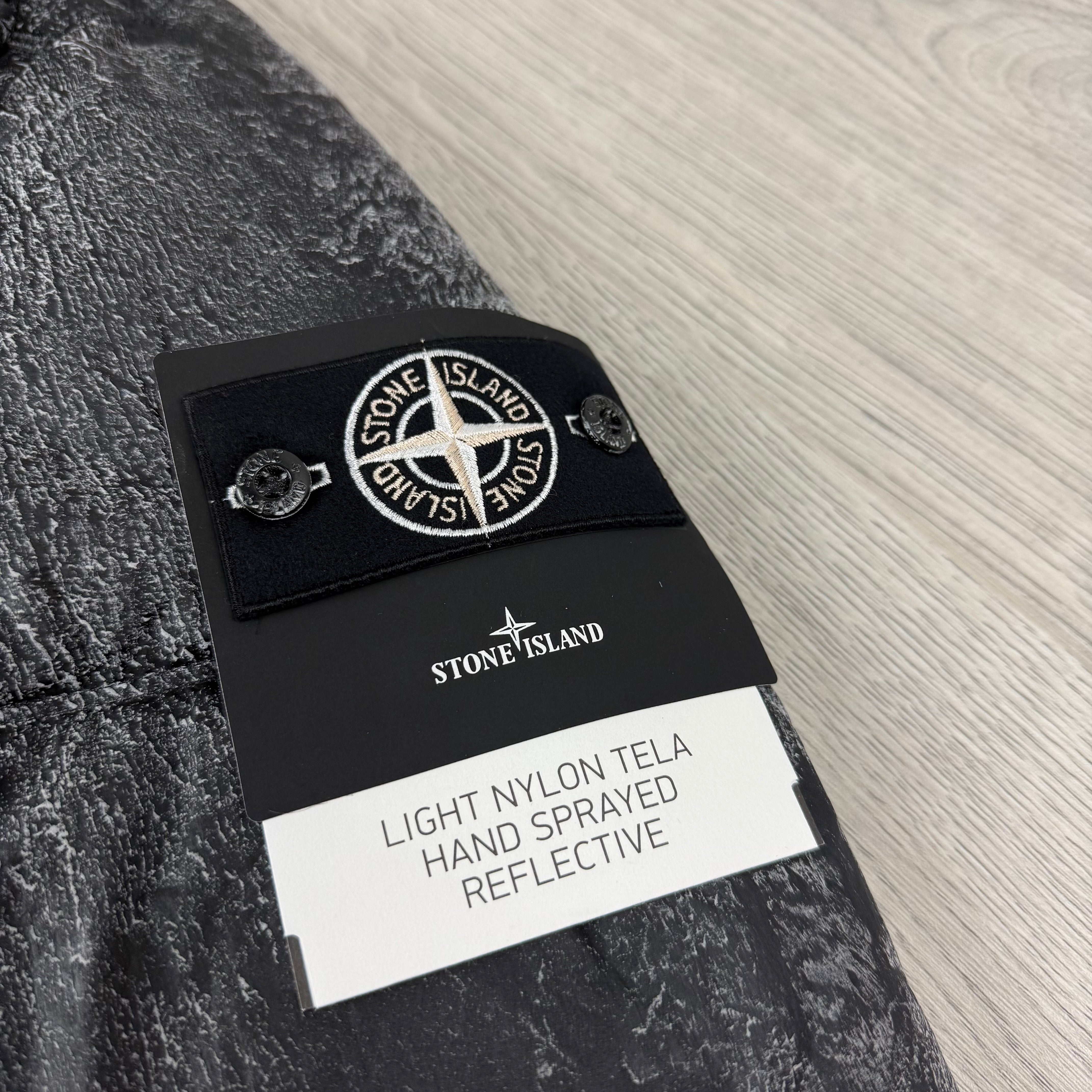 Stone Island Tela Hand Sprayed Reflective Down Jacket - Black