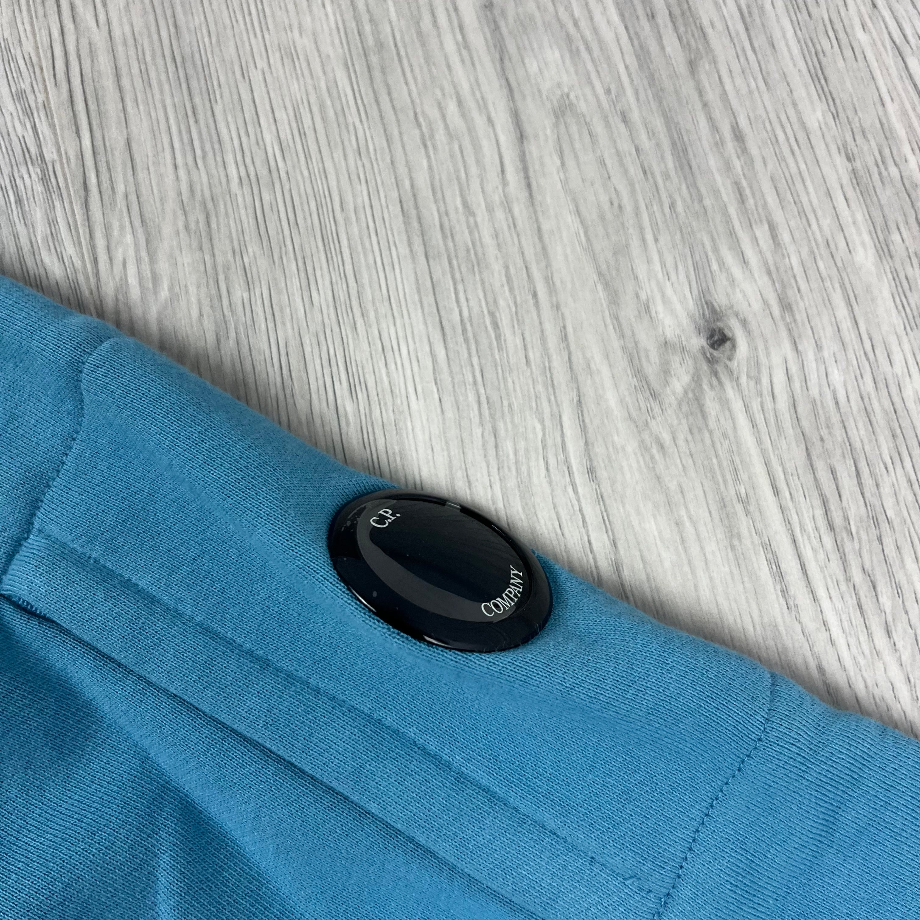 CP Company Raised Fleece Zip Hoodie - Aegean Blue