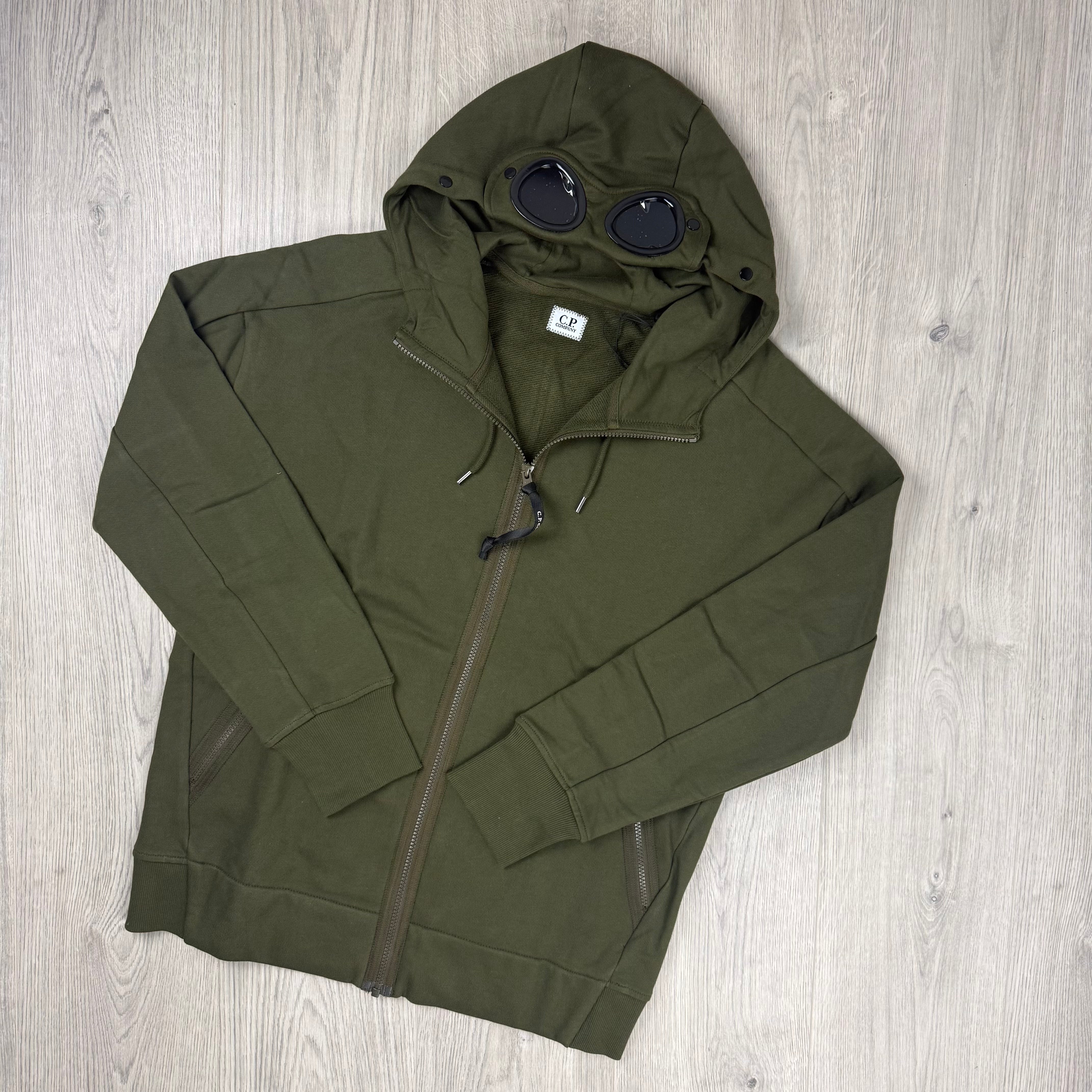 CP Company Raised Fleece Goggle Hoodie - Ivy Green
