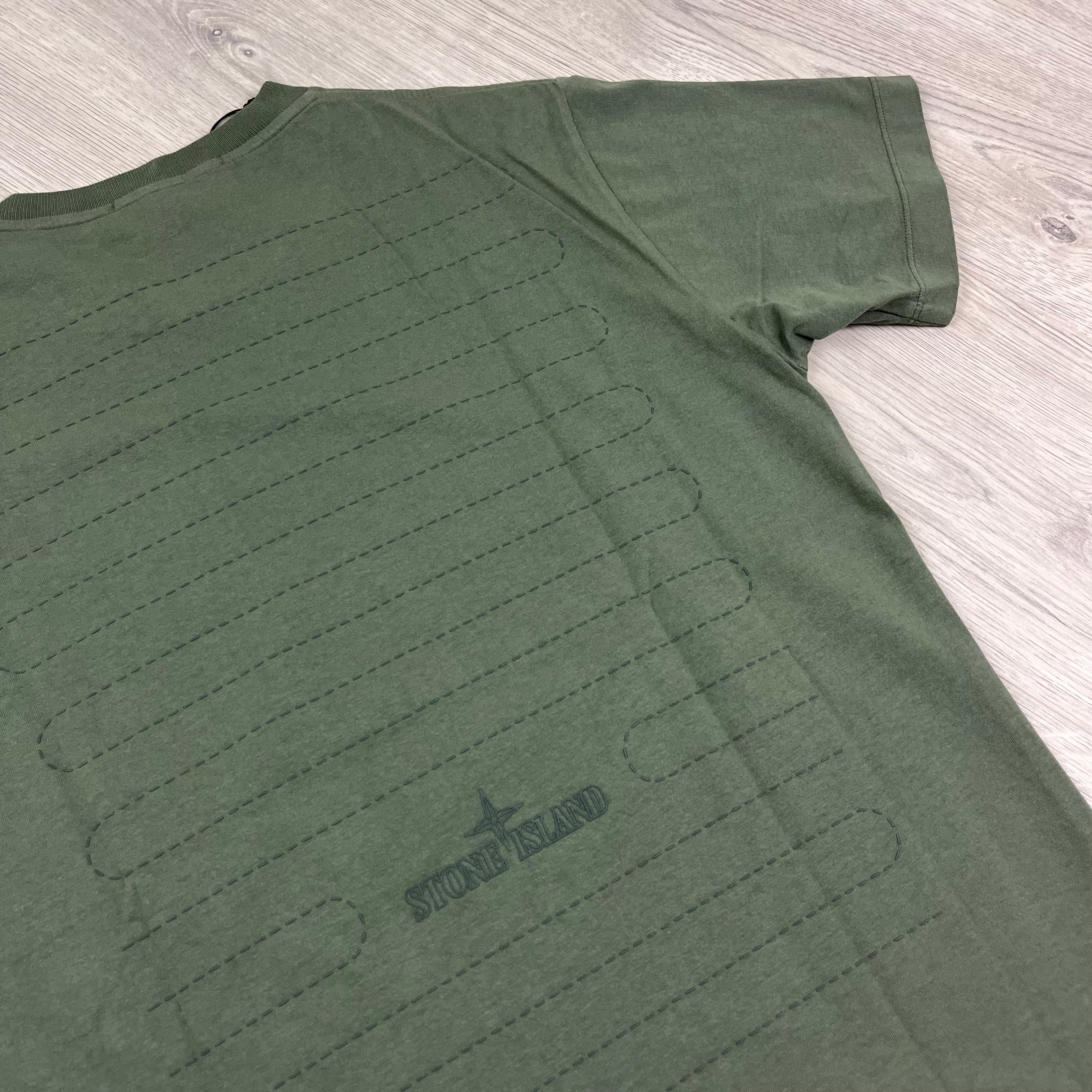 Stone Island 'Seasonal Quilting One' T-shirt in Musk Green. On sale at Open Attire.