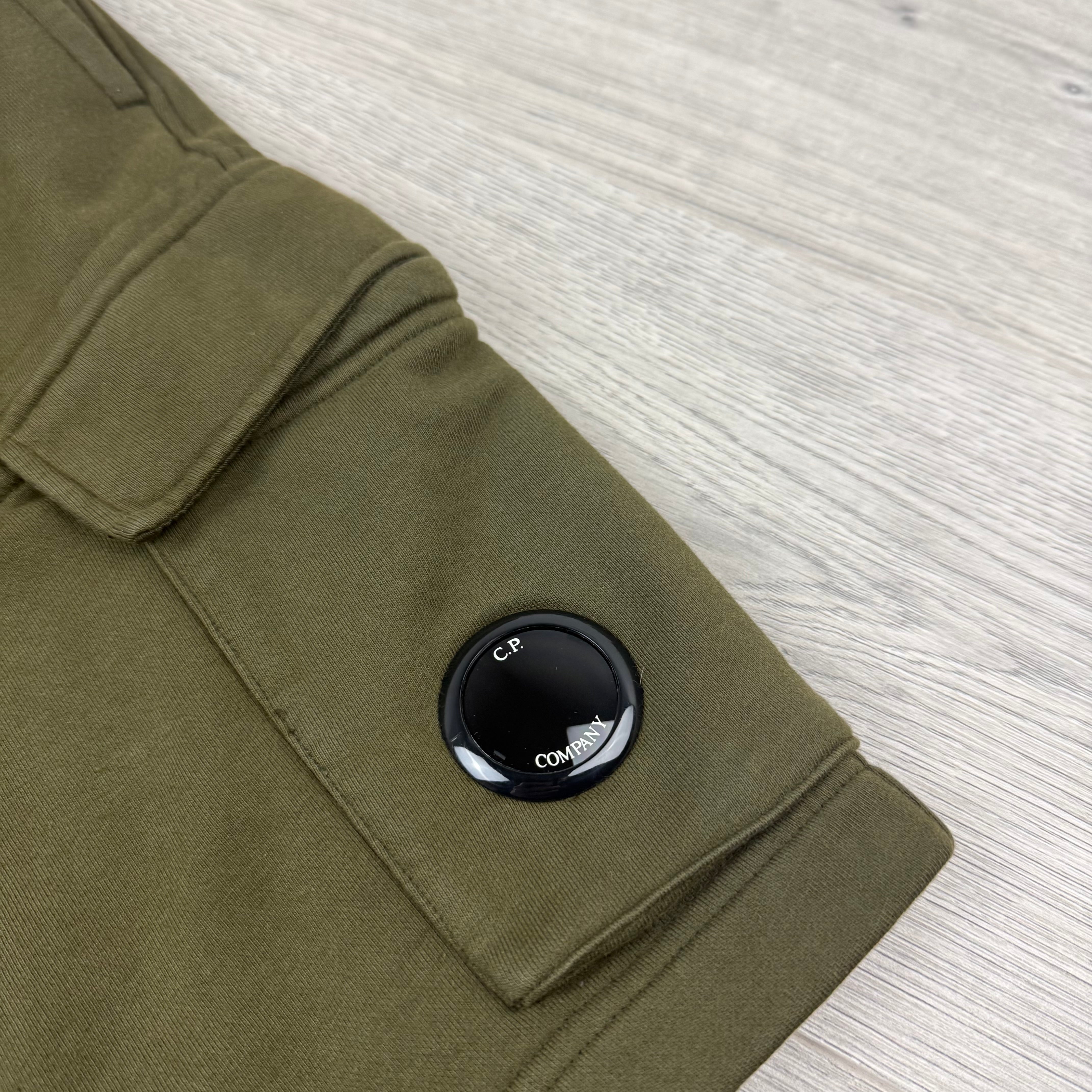 CP Company Raised Fleece Jersey Shorts - Ivy Green