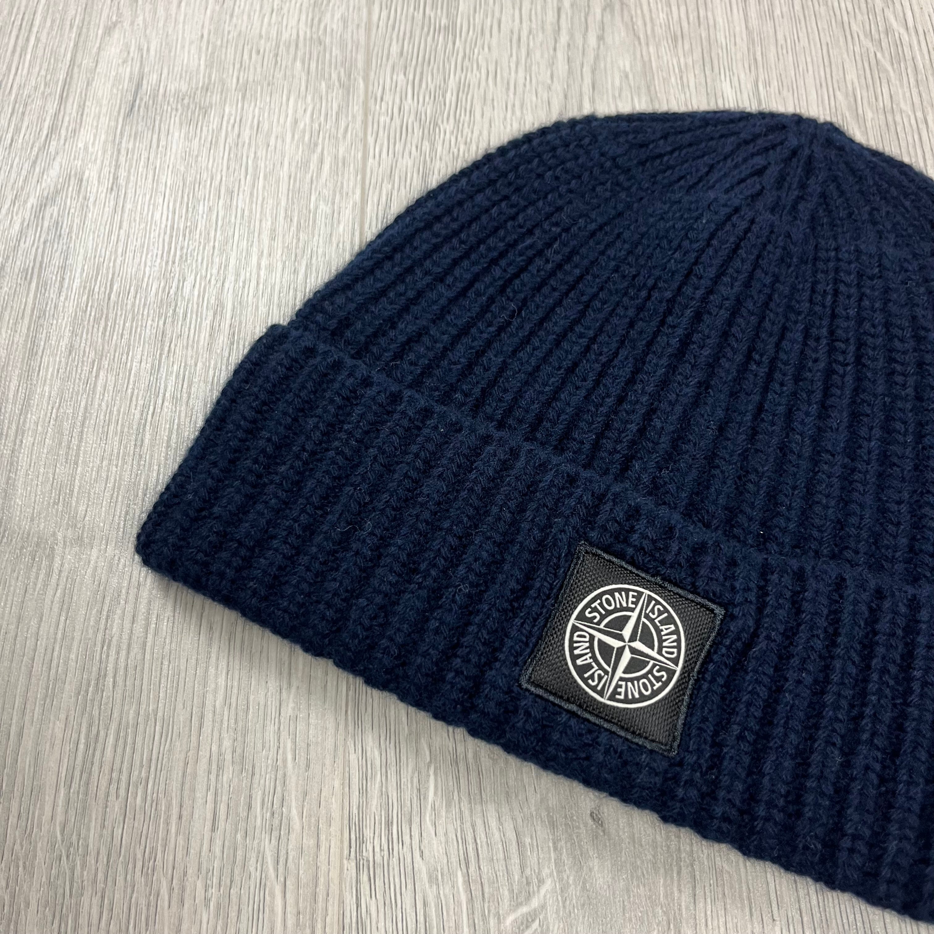 Stone Island Wool Beanie in Sage Green. On sale at Open Attire.