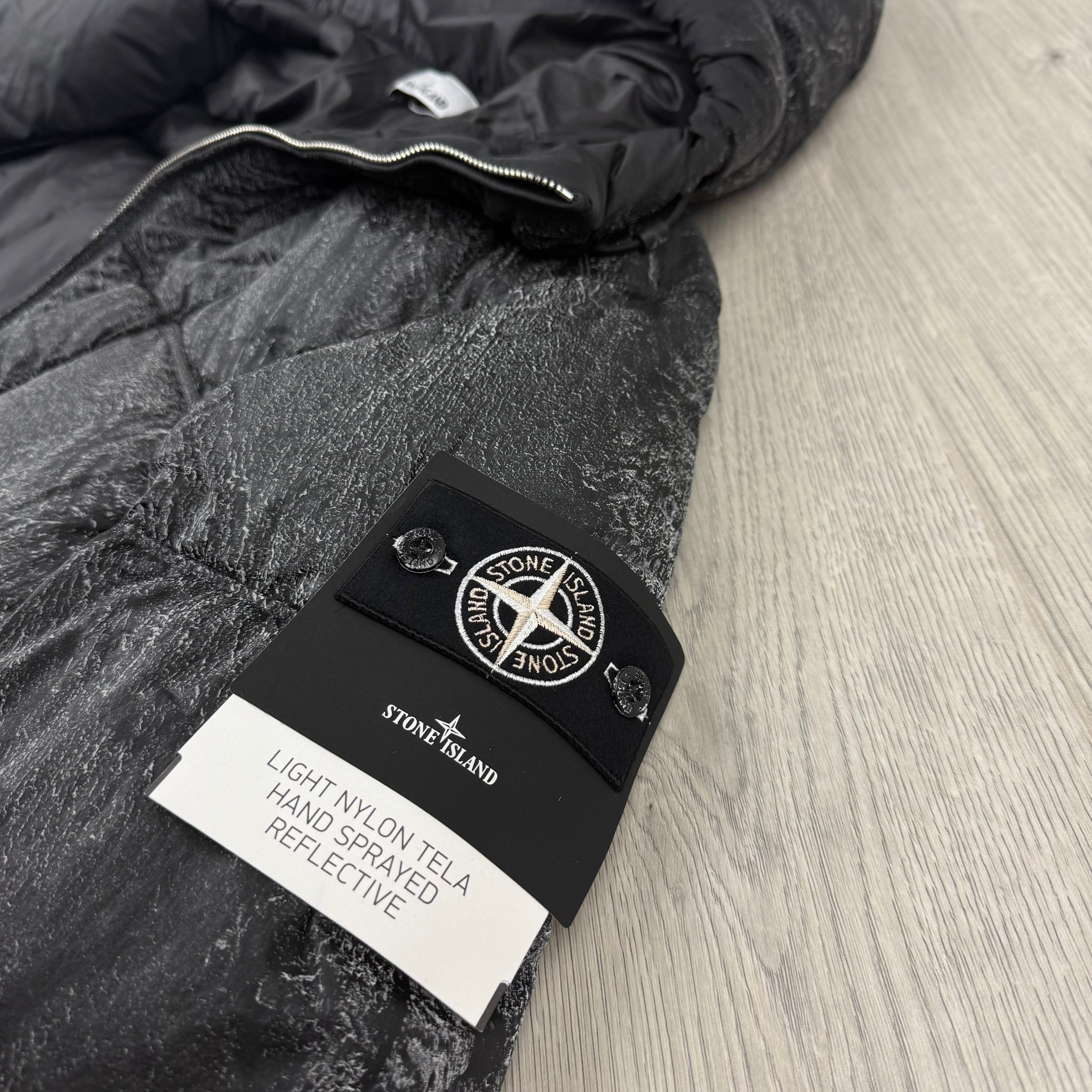 Stone Island Tela Hand Sprayed Reflective Down Jacket - Black