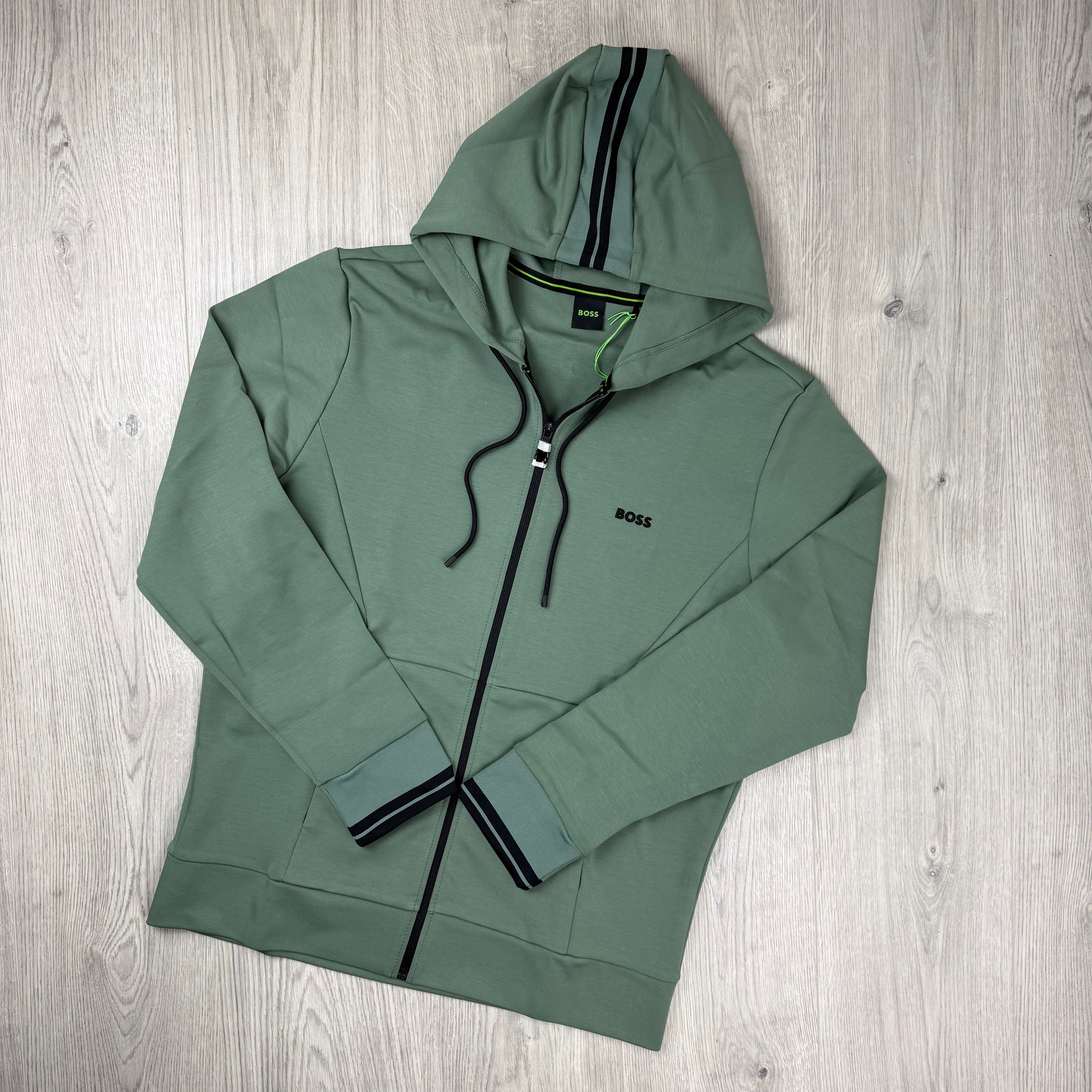 Hugo Boss Zip Hoodie - Open Green