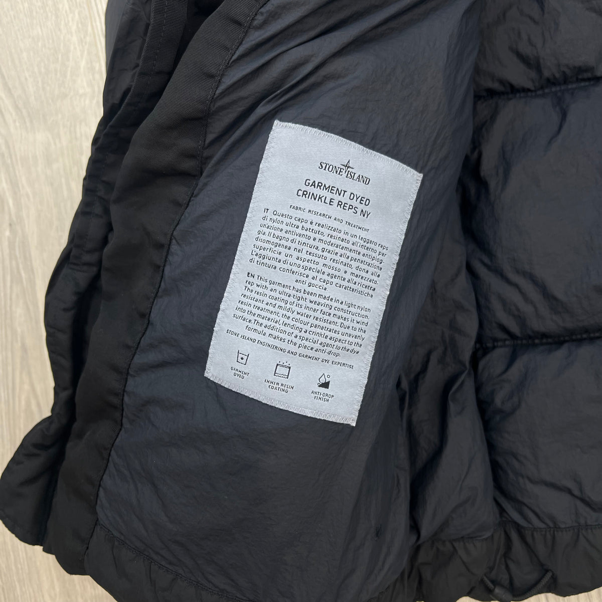 Stone Island Crinkle Reps Down Jacket - Black