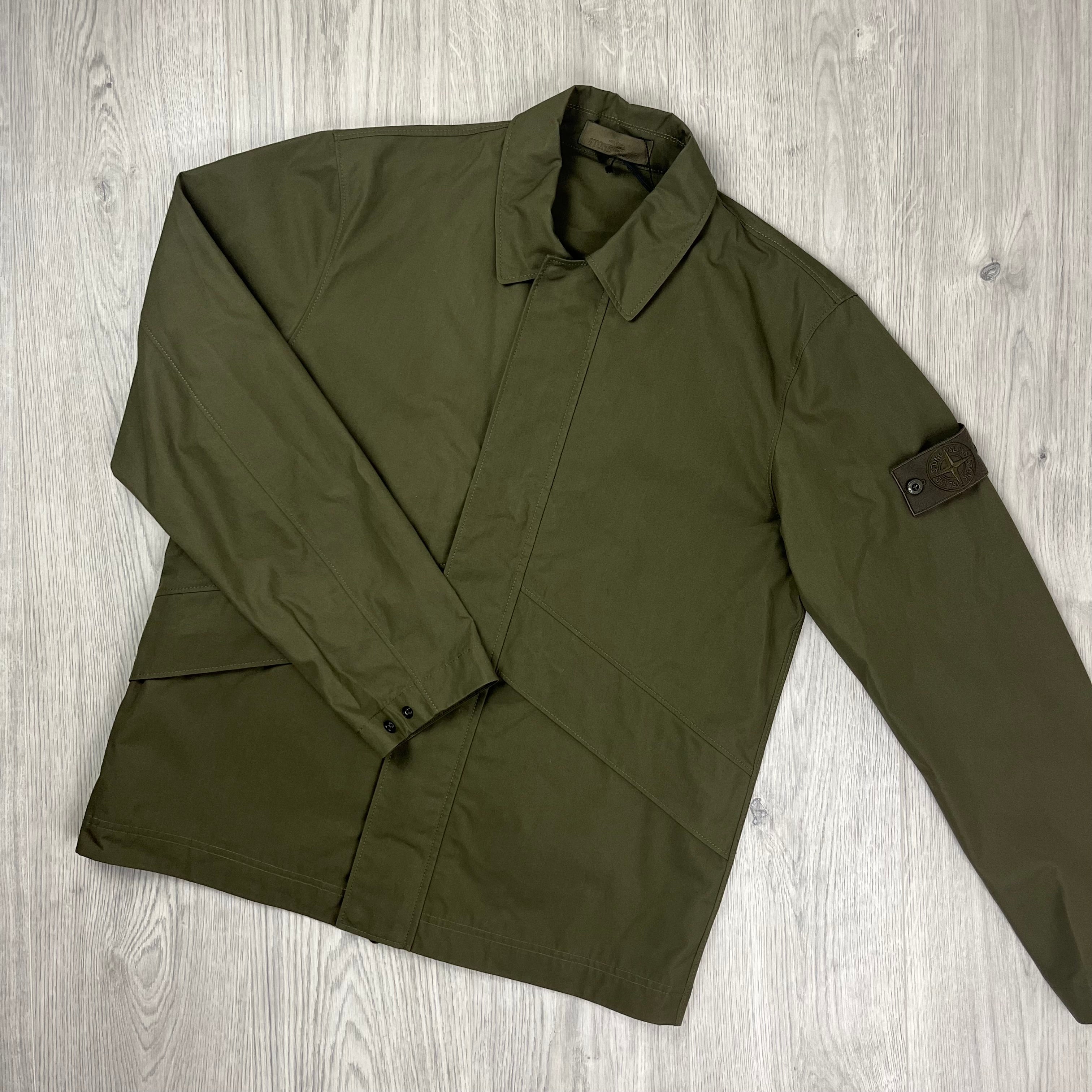 Stone Island Ghost Overshirt in Military Green. On sale at Open Attire.