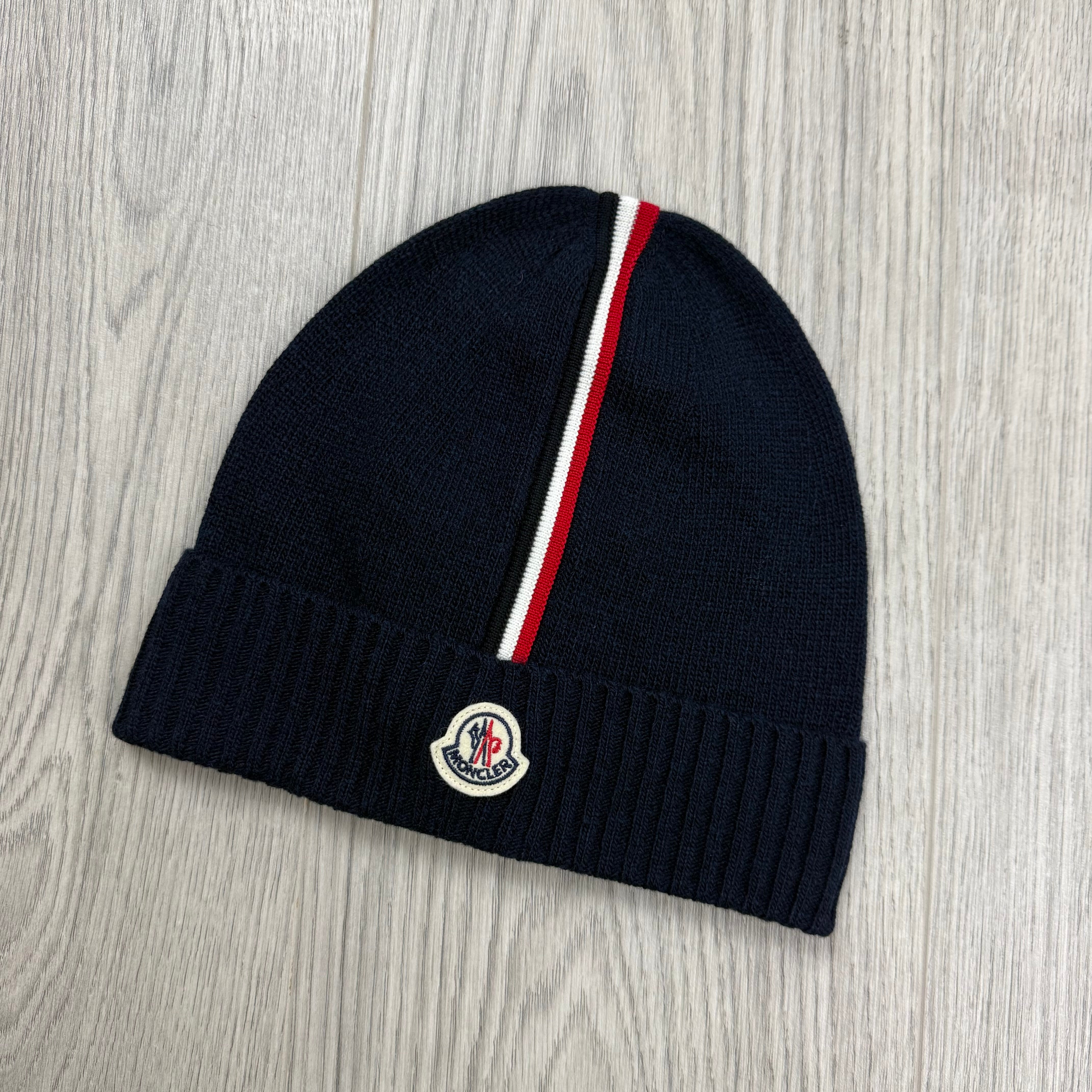 Moncler Junior Tricolour Beanie - Navy
