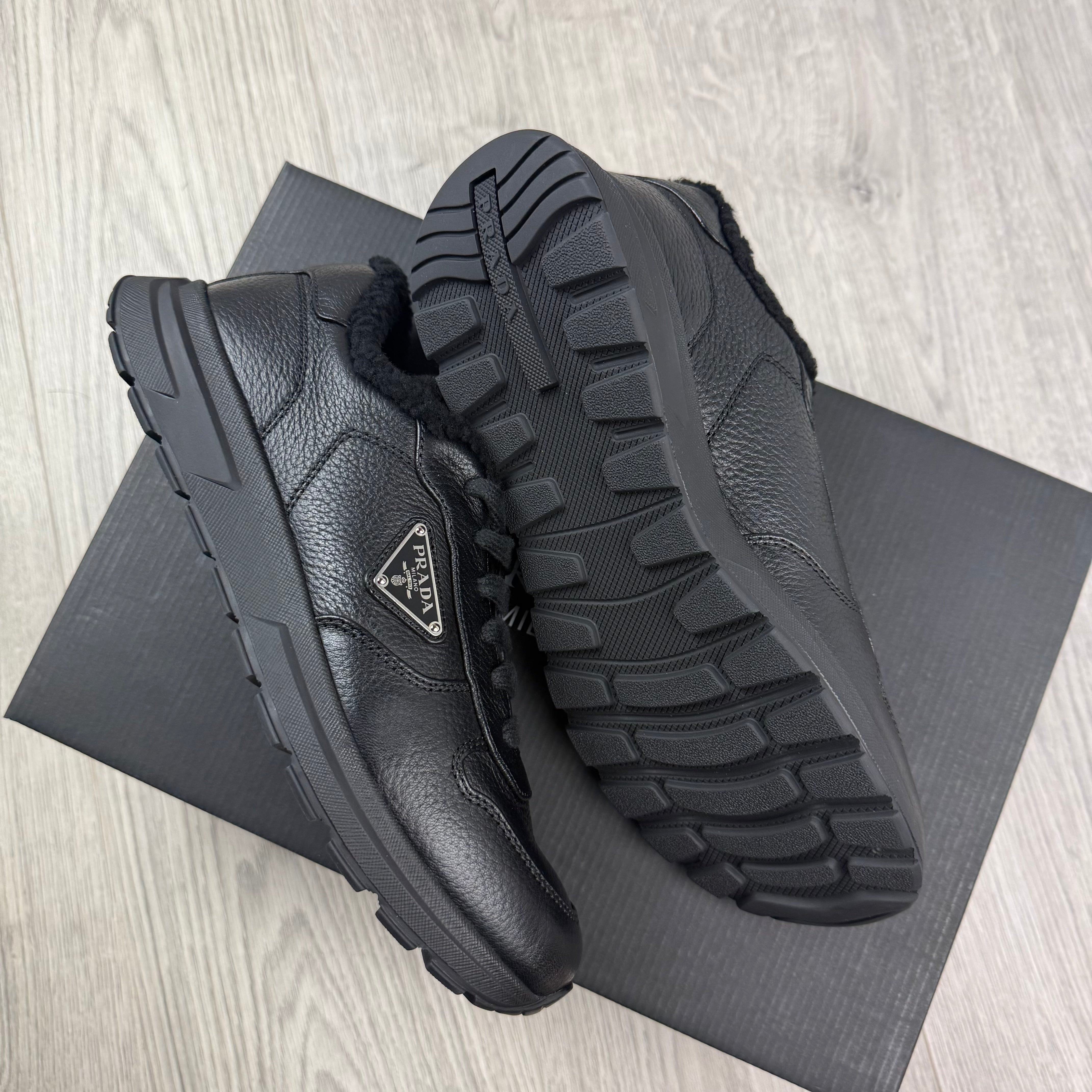 Prada 'Prax Shearling' Sneakers - Black