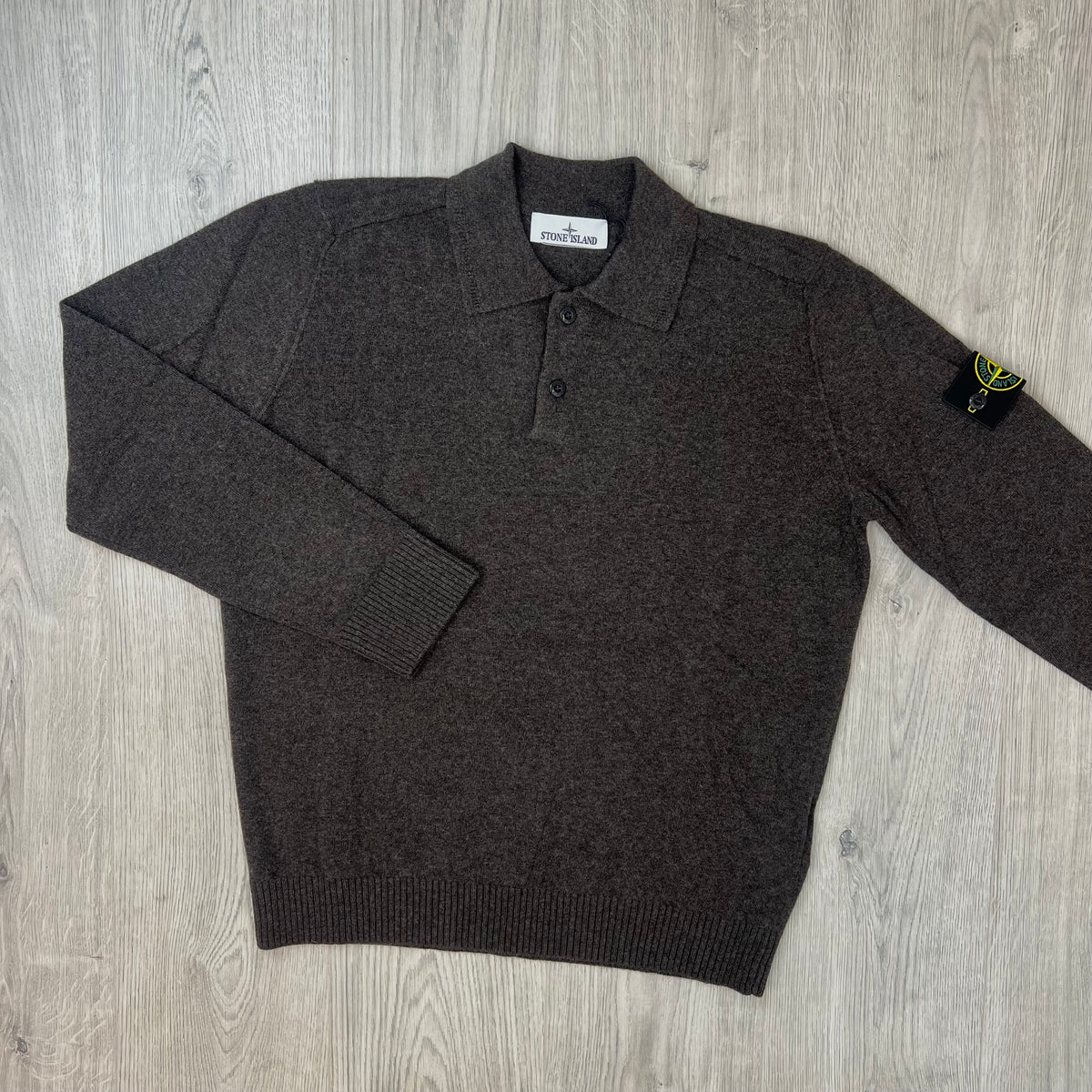Stone Island Knit Polo Shirt - Melange Lead