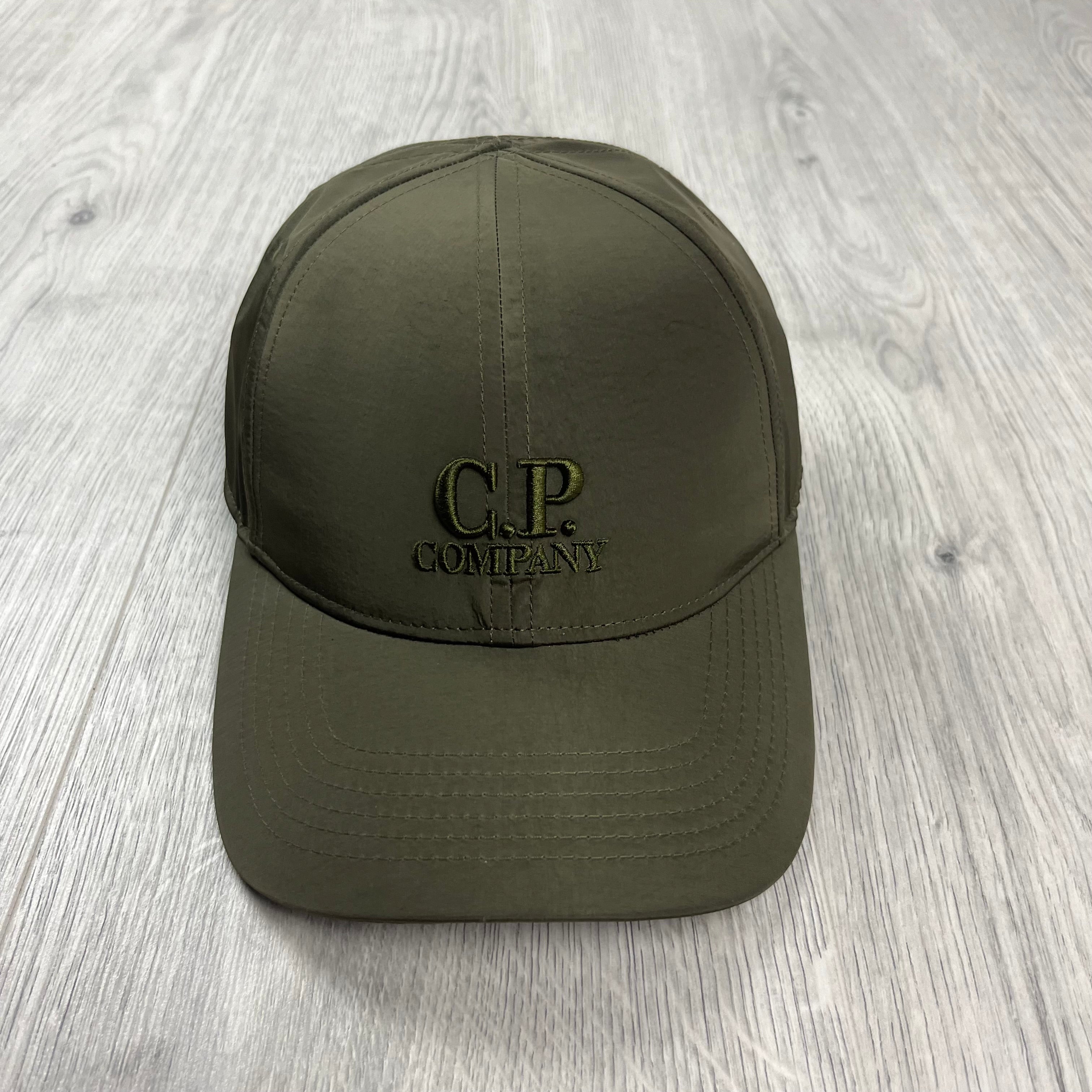 CP Company Chrome-R Baseball Cap in Ivy Green. On sale at Open Attire.