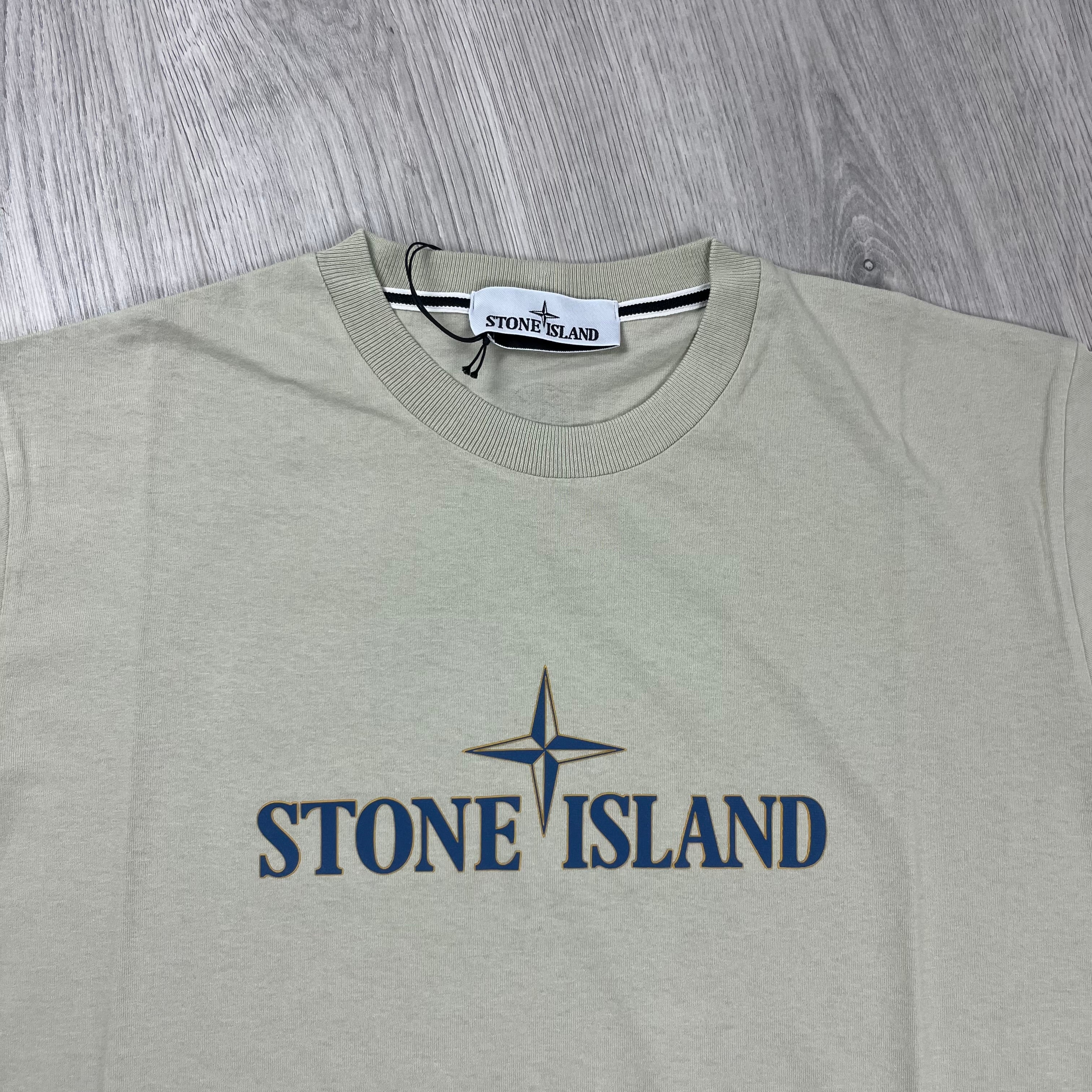 Stone Island 'Institutional Three' Cotton Jersey T-shirt in Plaster. On sale at Open Attire.