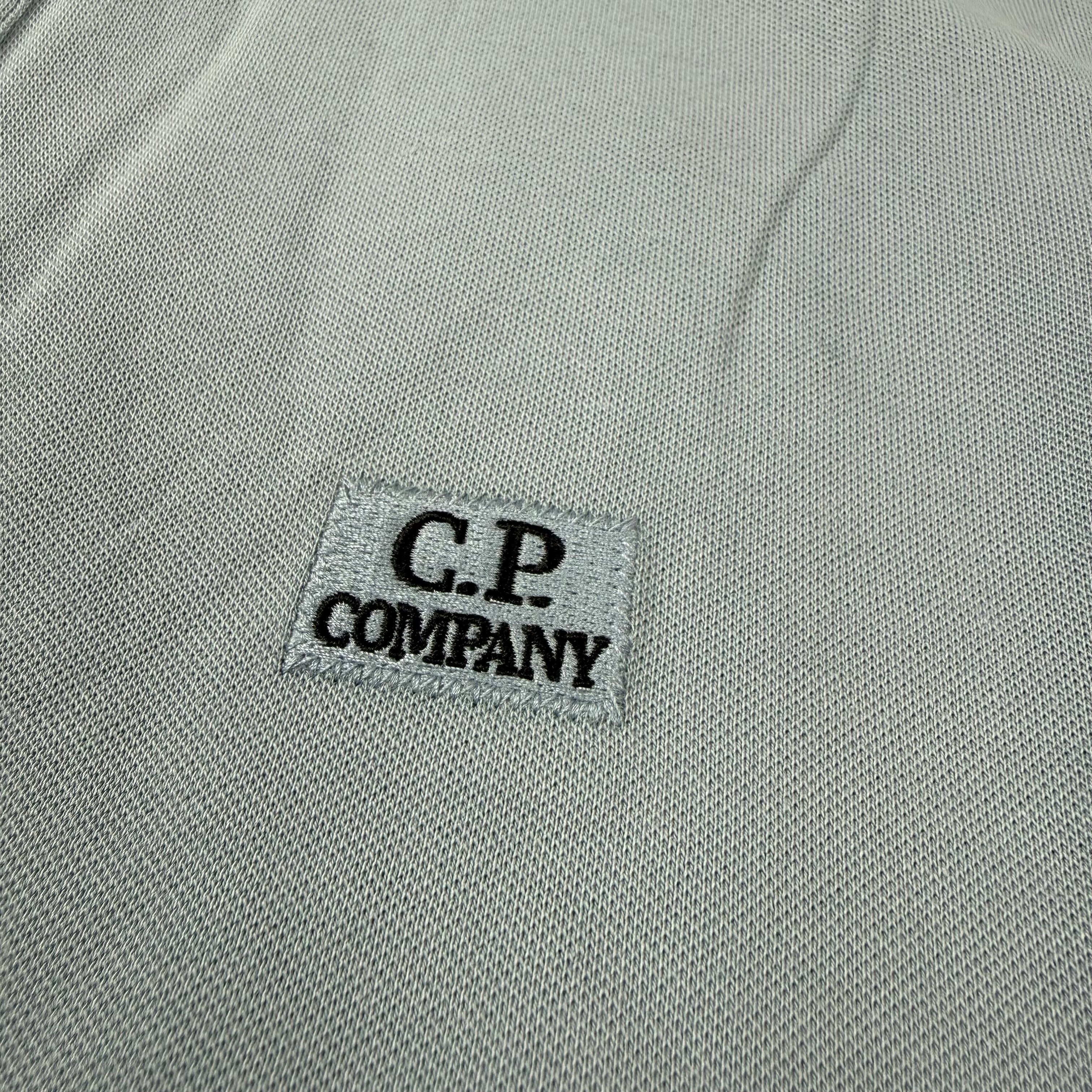 CP Company Piquet Polo Shirt - Silver Blue