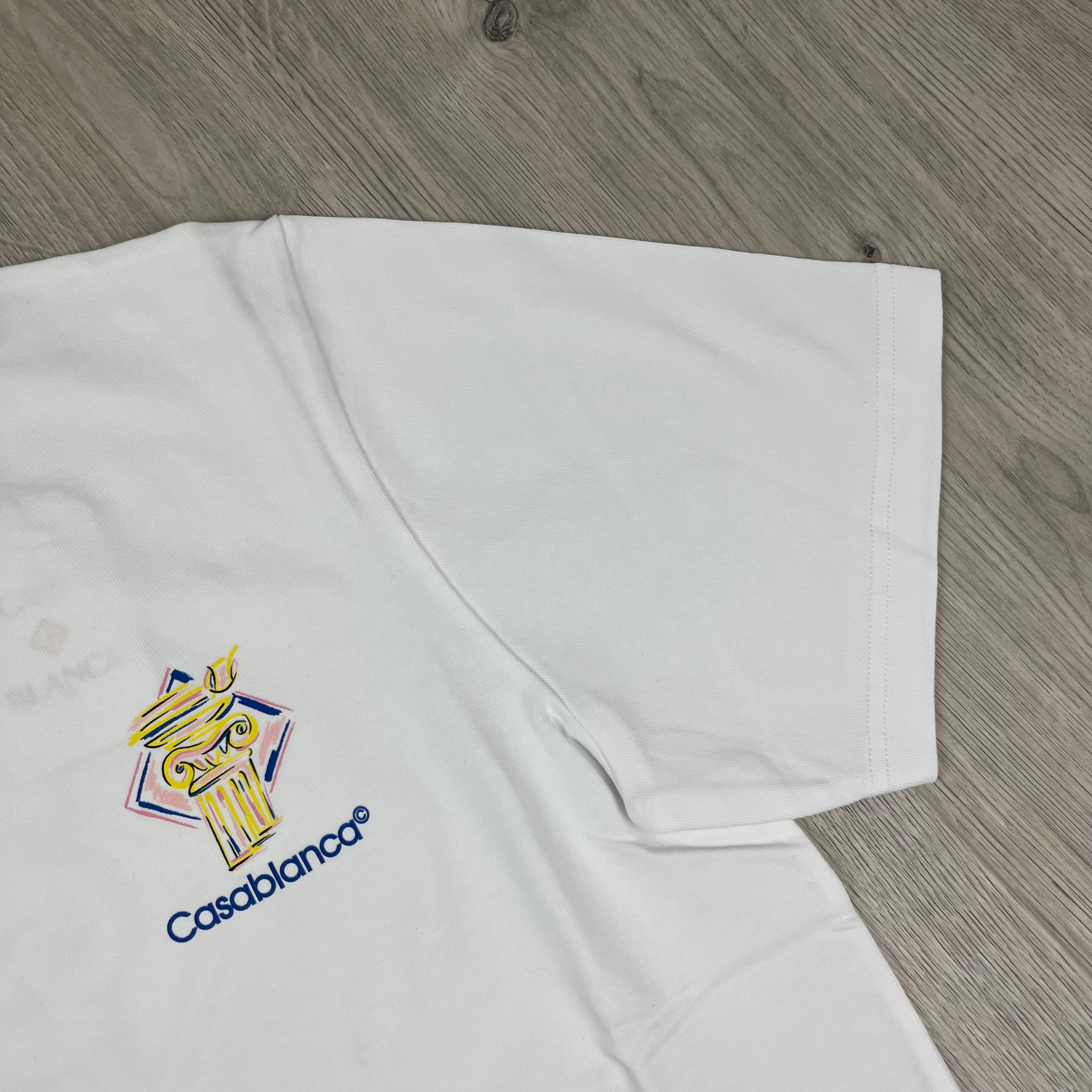 Casablanca Paris Diamond Column T-Shirt in White. On sale at Open Attire.