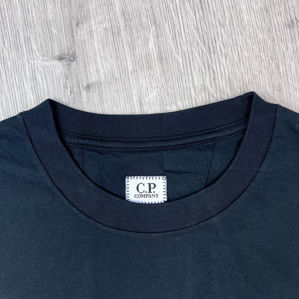 CP Company 30/1 Jersey Short Sleeve British Sailor T-Shirt in Black - neck label