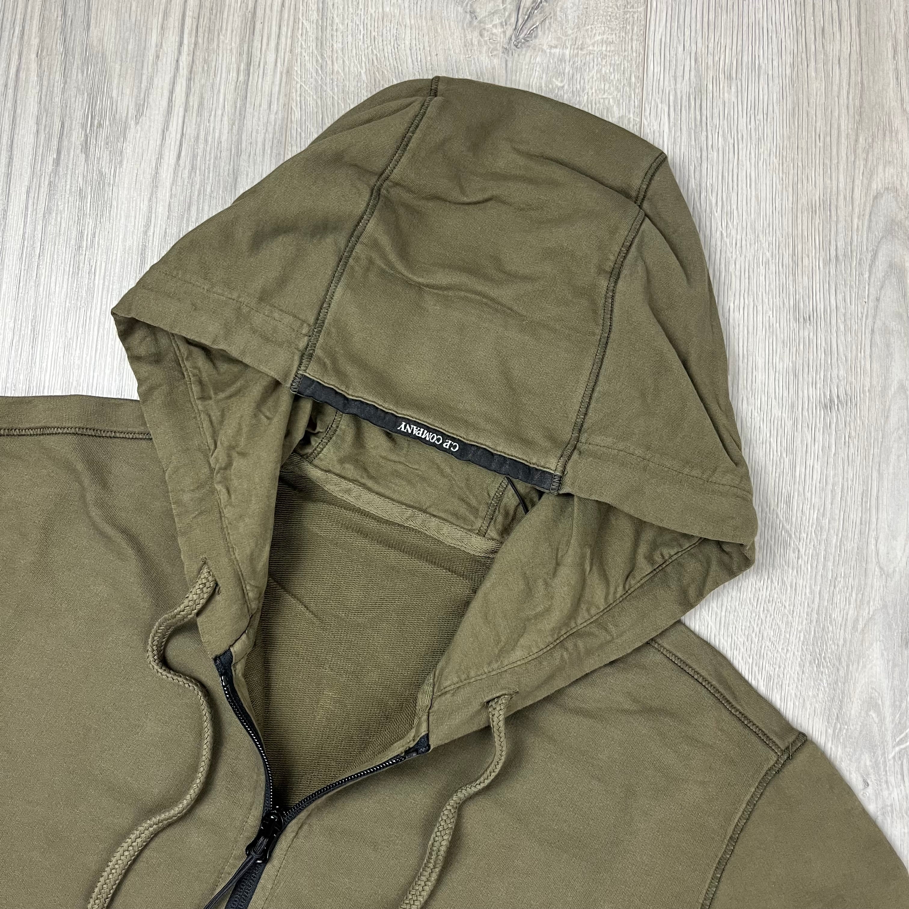 CP Company Zip Hoodie in Ivy Green. On sale at Open Attire.