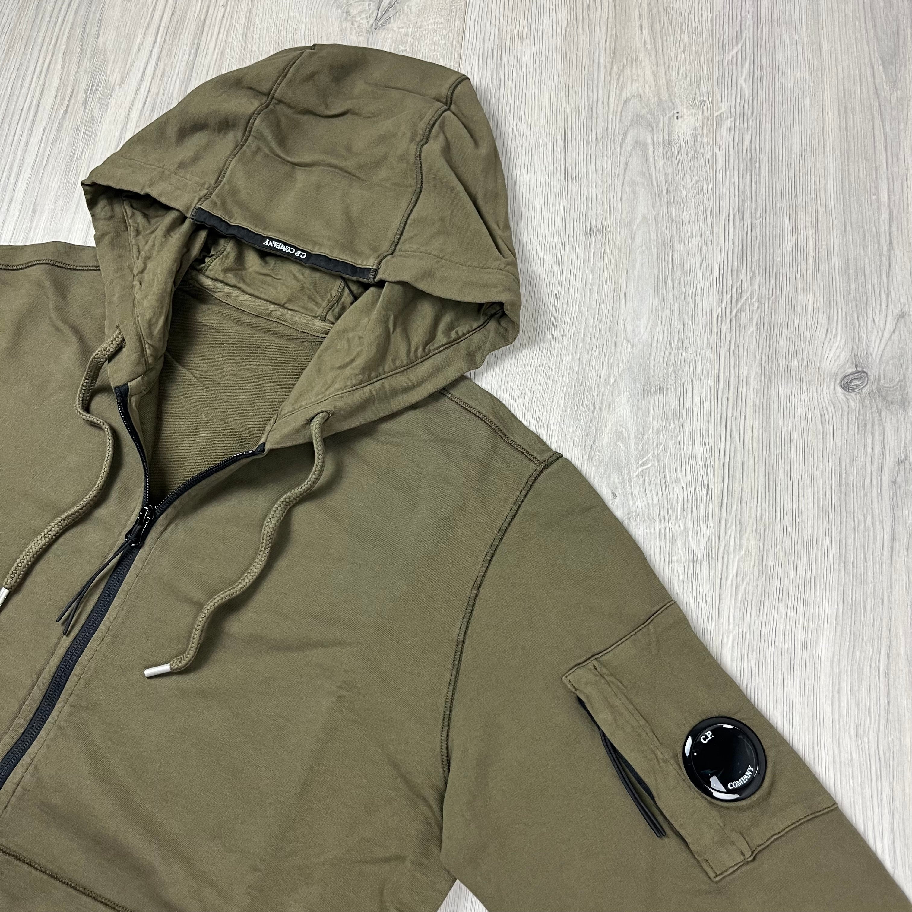 CP Company Zip Hoodie in Ivy Green. On sale at Open Attire.