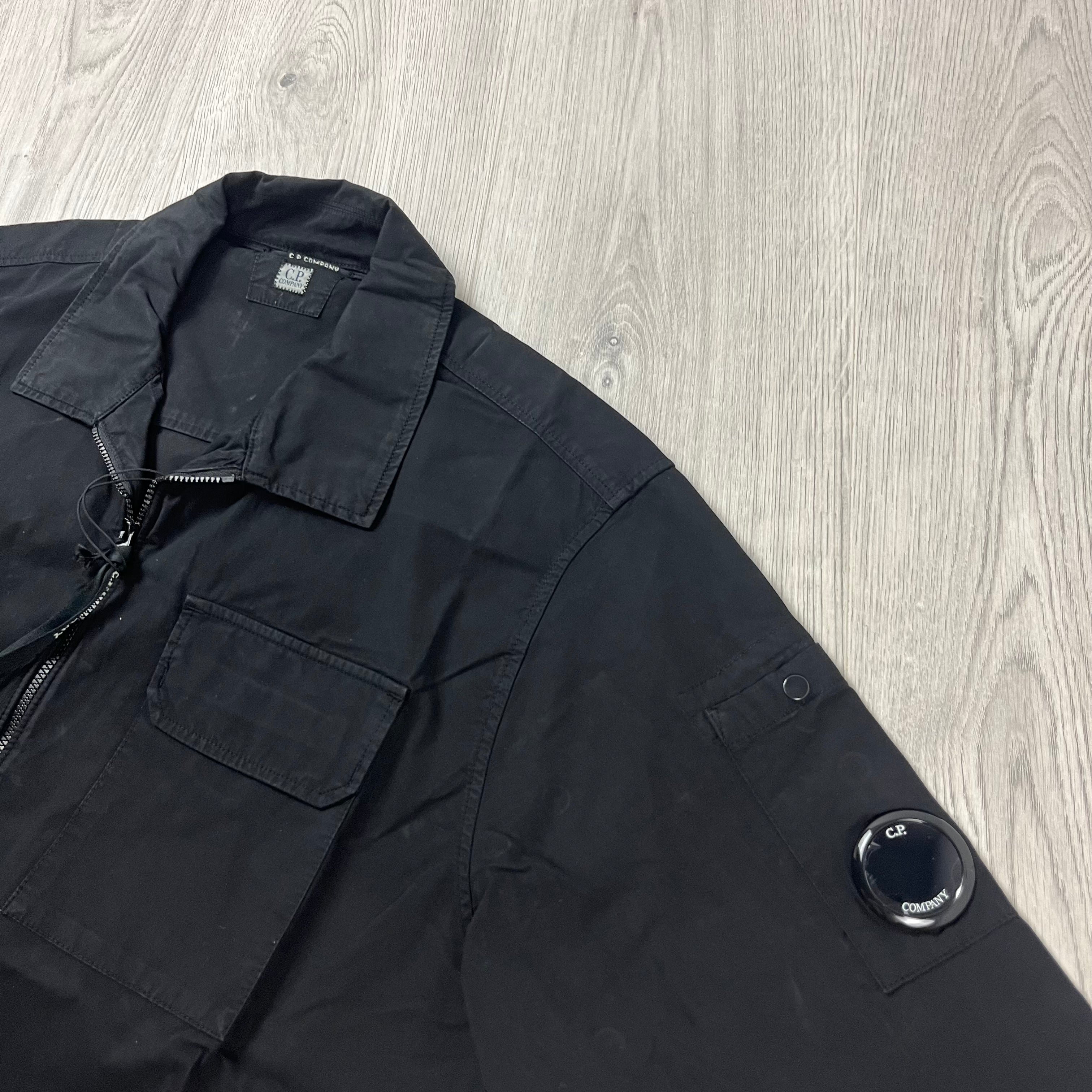 CP Company Gabardine Overshirt in Black. On sale at Open Attire.